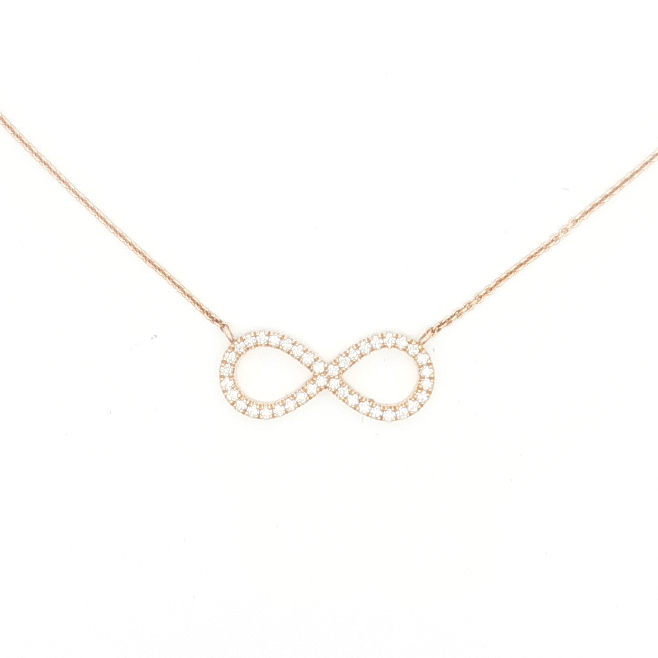 Diamond Infinity Pendant Chain Necklace in Rose Gold