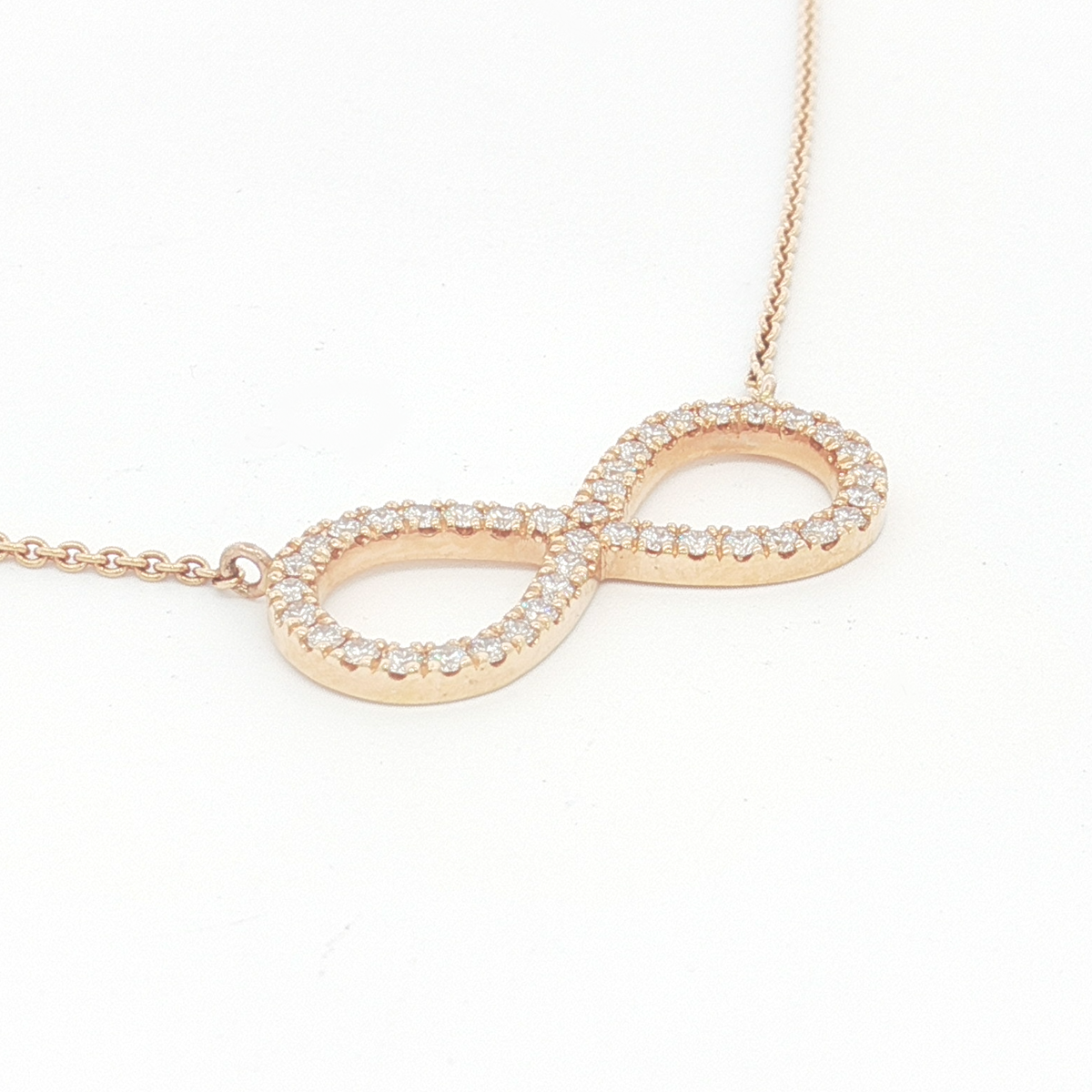Diamond Infinity Pendant Chain Necklace in Rose Gold