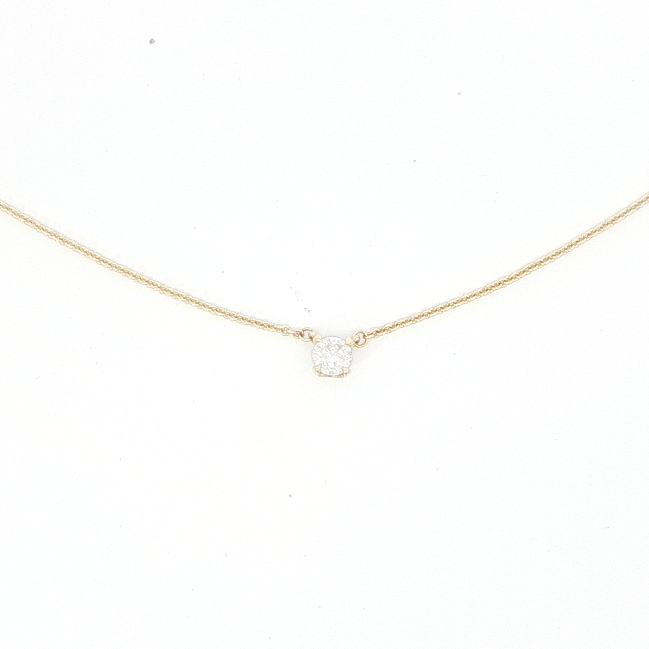 18ct YG Solitaire Diamond Necklace