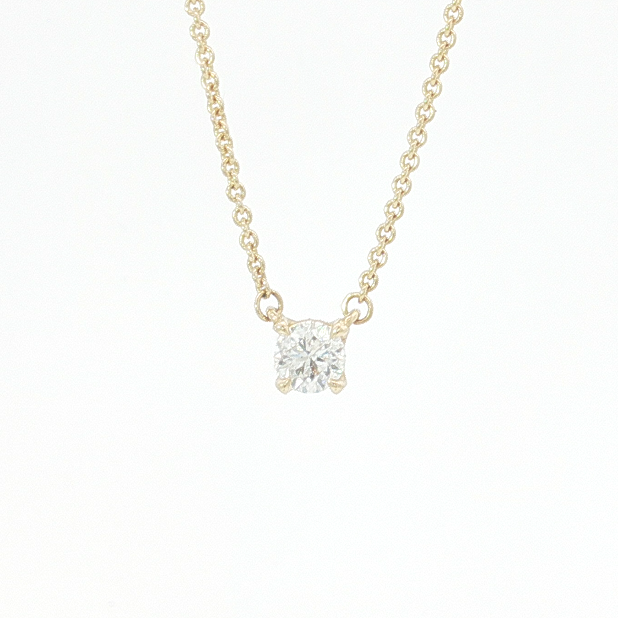 18ct YG Solitaire Diamond Necklace