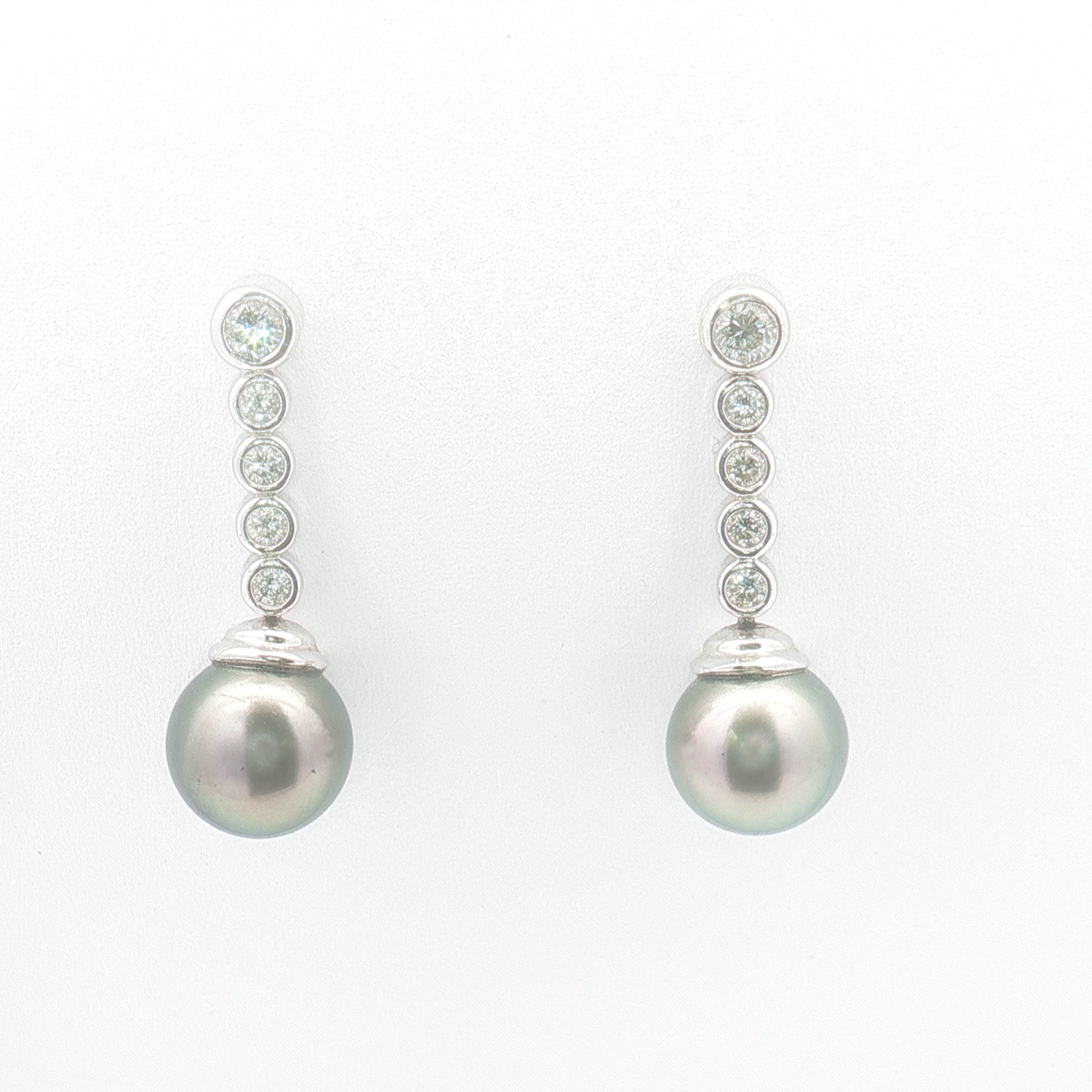 9ct WG Pearl and Diamond Drop Earrings
