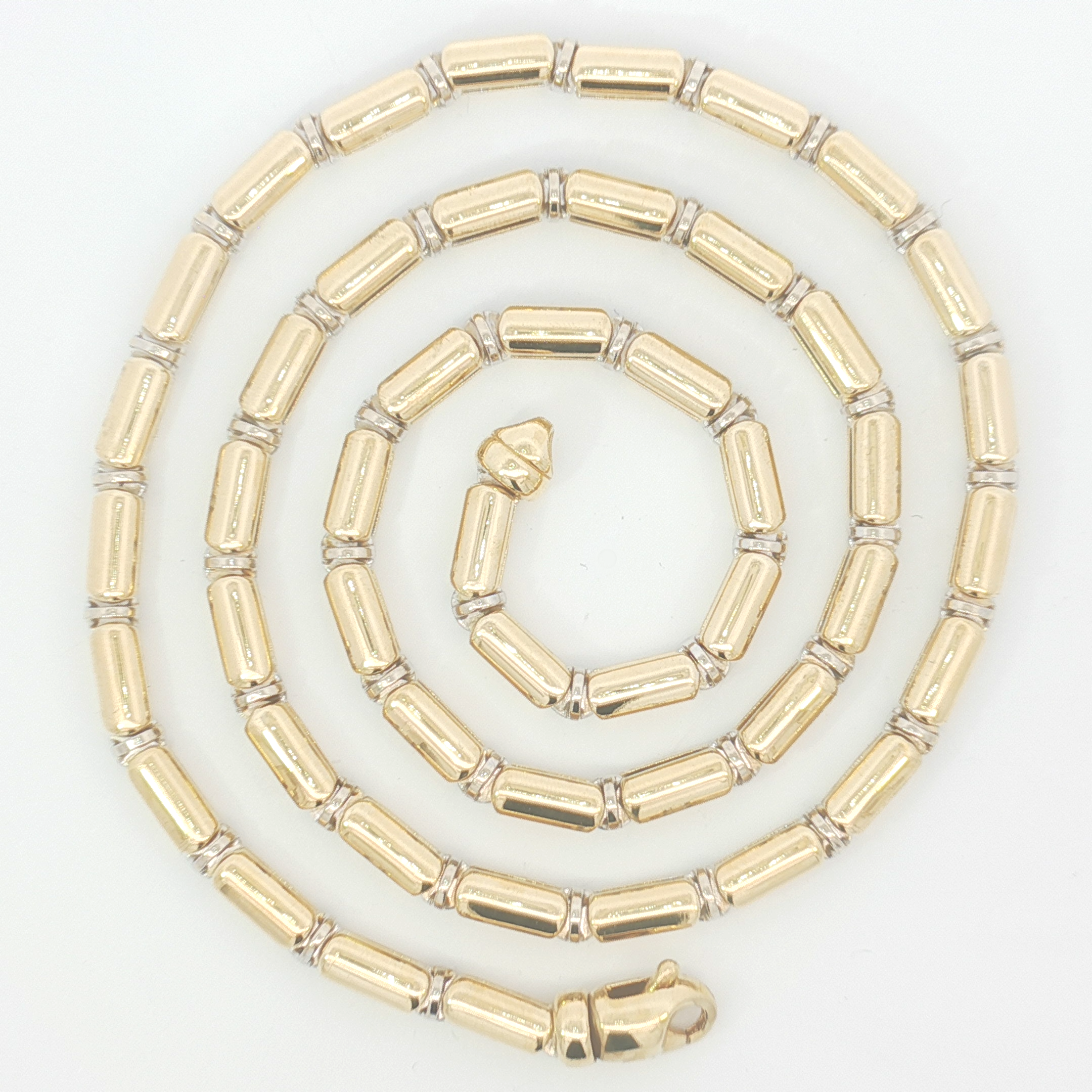 18ct 2Tone Cylindrical Bar Necklace