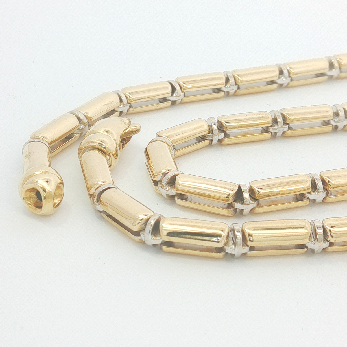 18ct 2Tone Cylindrical Bar Necklace