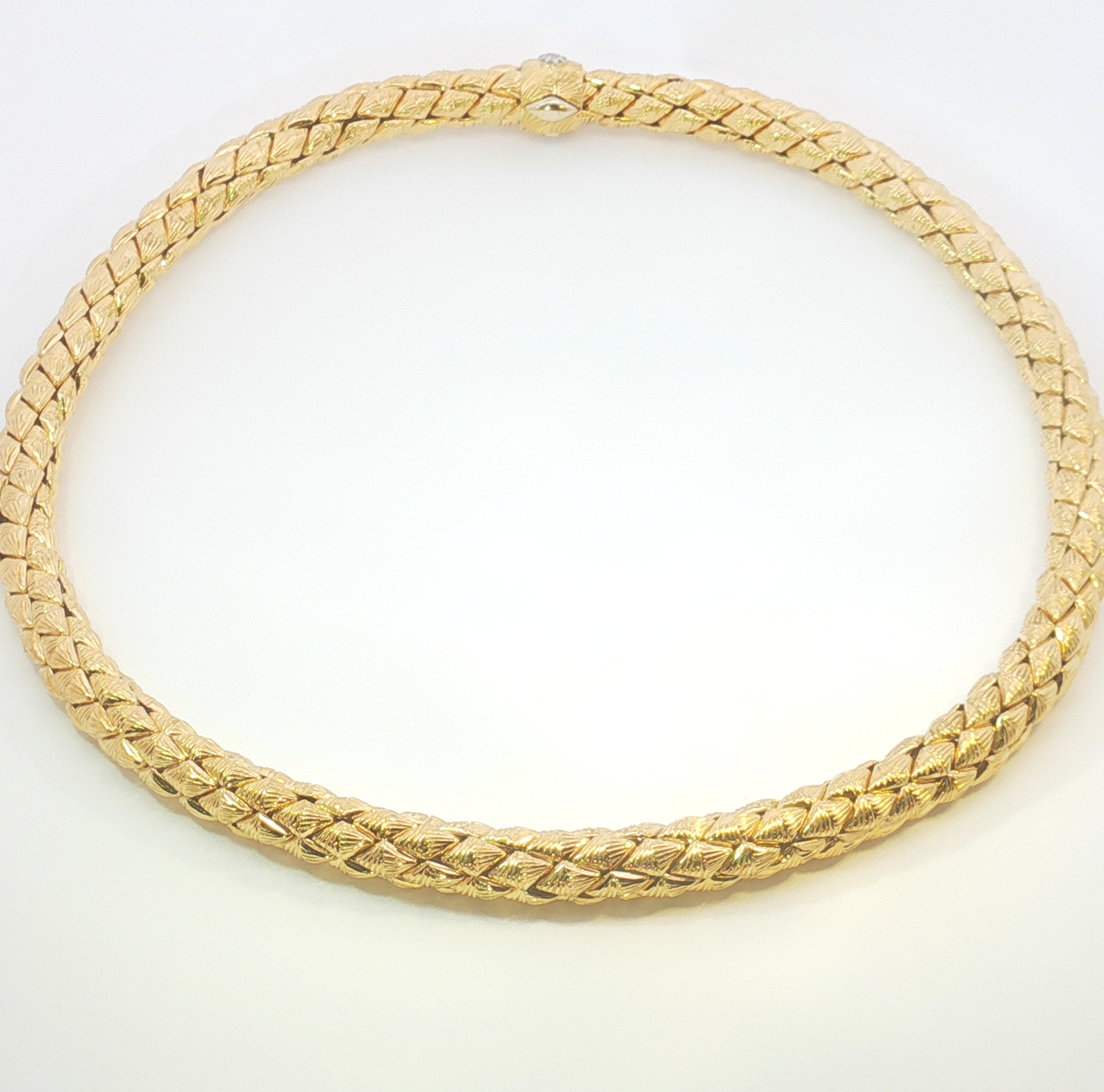 18ct YG Textured Braided Yellow Gold Choker Necklace Chimento