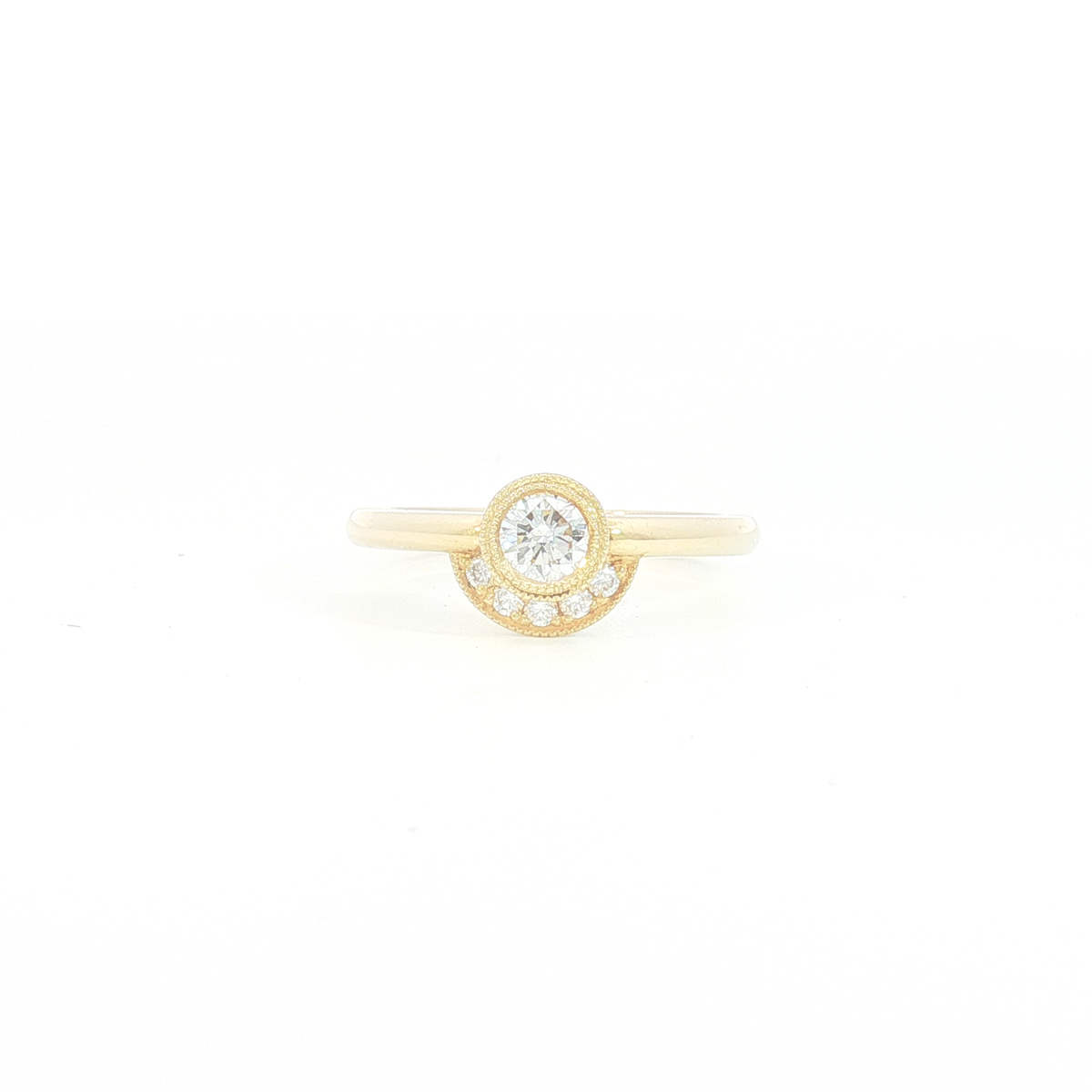 18ct YG Semi Halo Diamond Dress Ring