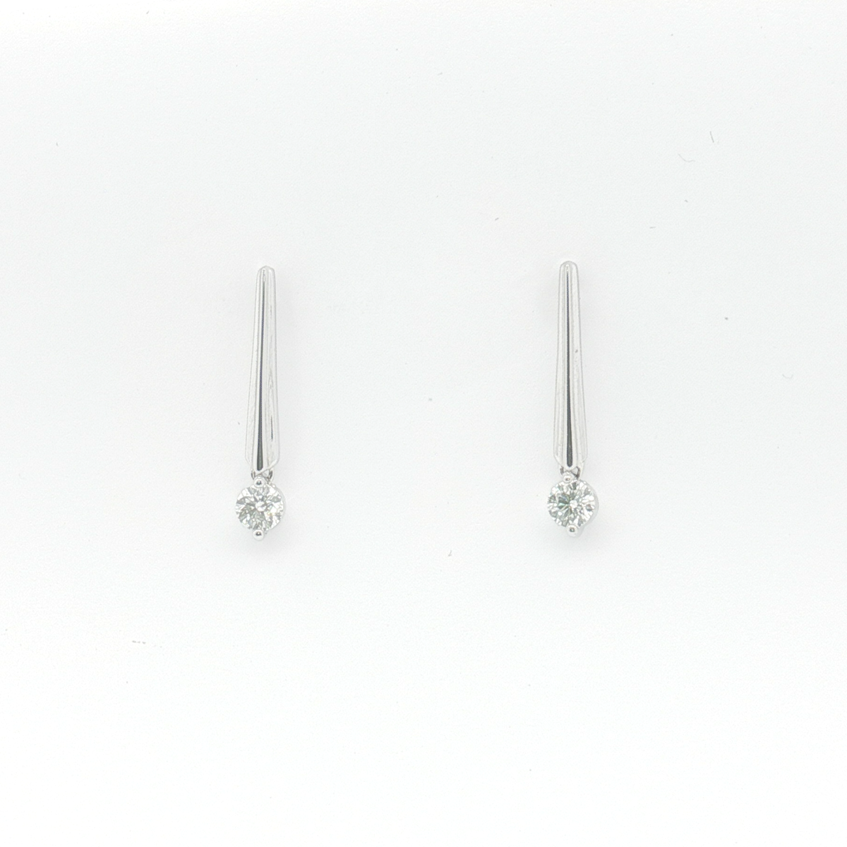 18ct WG Tapered Bar Diamond Drop Earrings