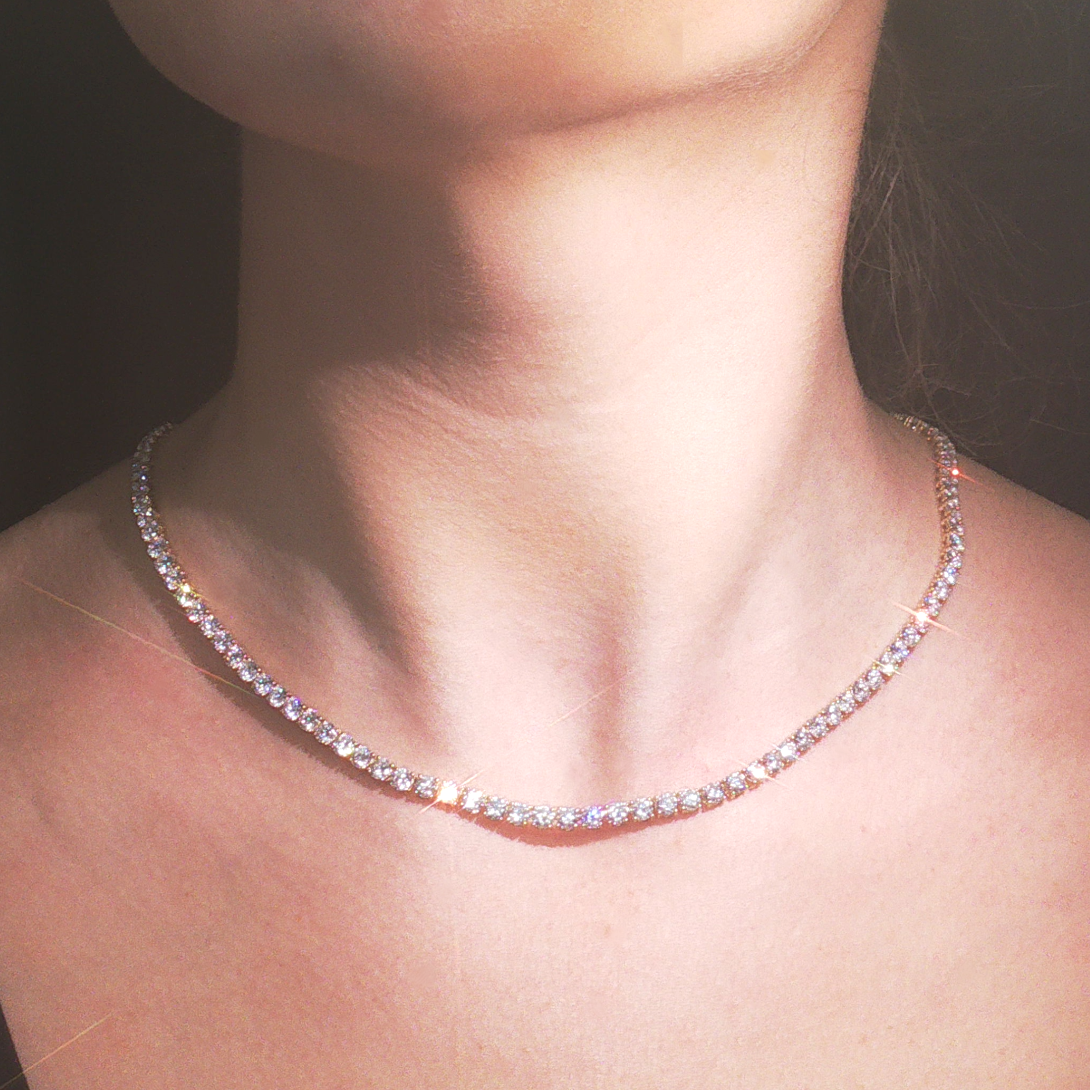 14ct YG Lab Grown Diamond Tennis Necklace