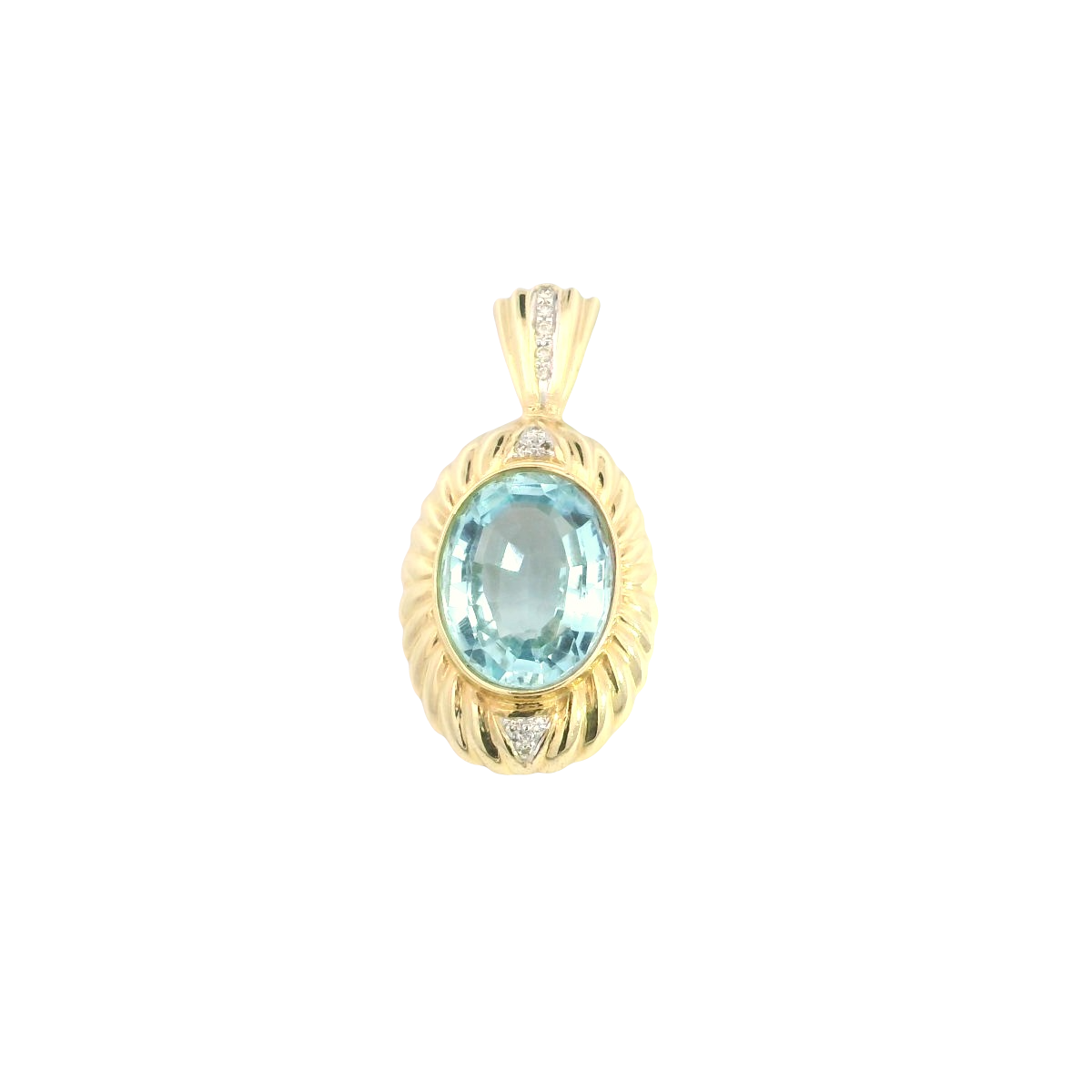 14ct YG Oval Aquamarine Enhancer Pendant