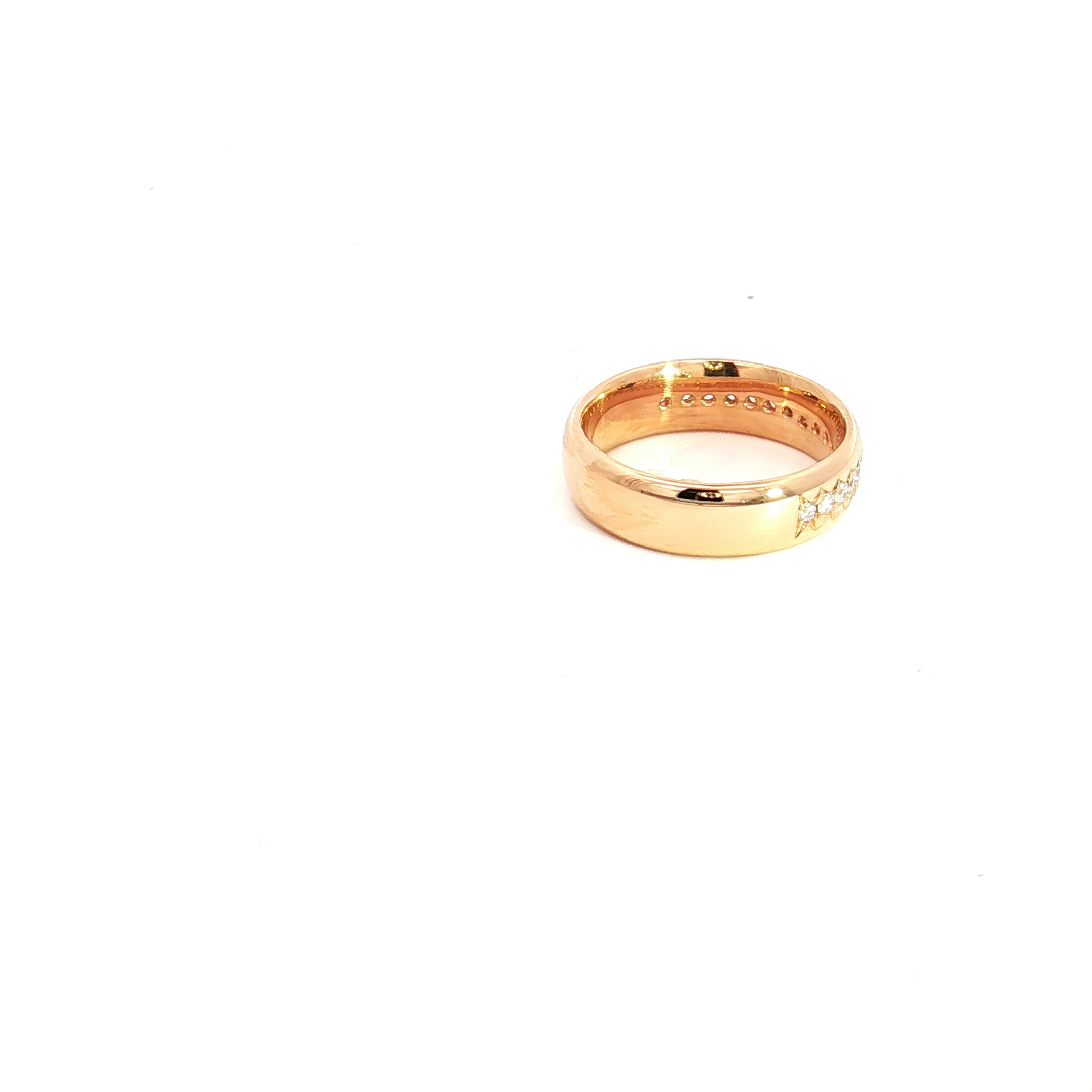 22ct Yellow Gold Band Ring with 17x 0.015ct F VS2 Round Brilliant Cut Diamonds
