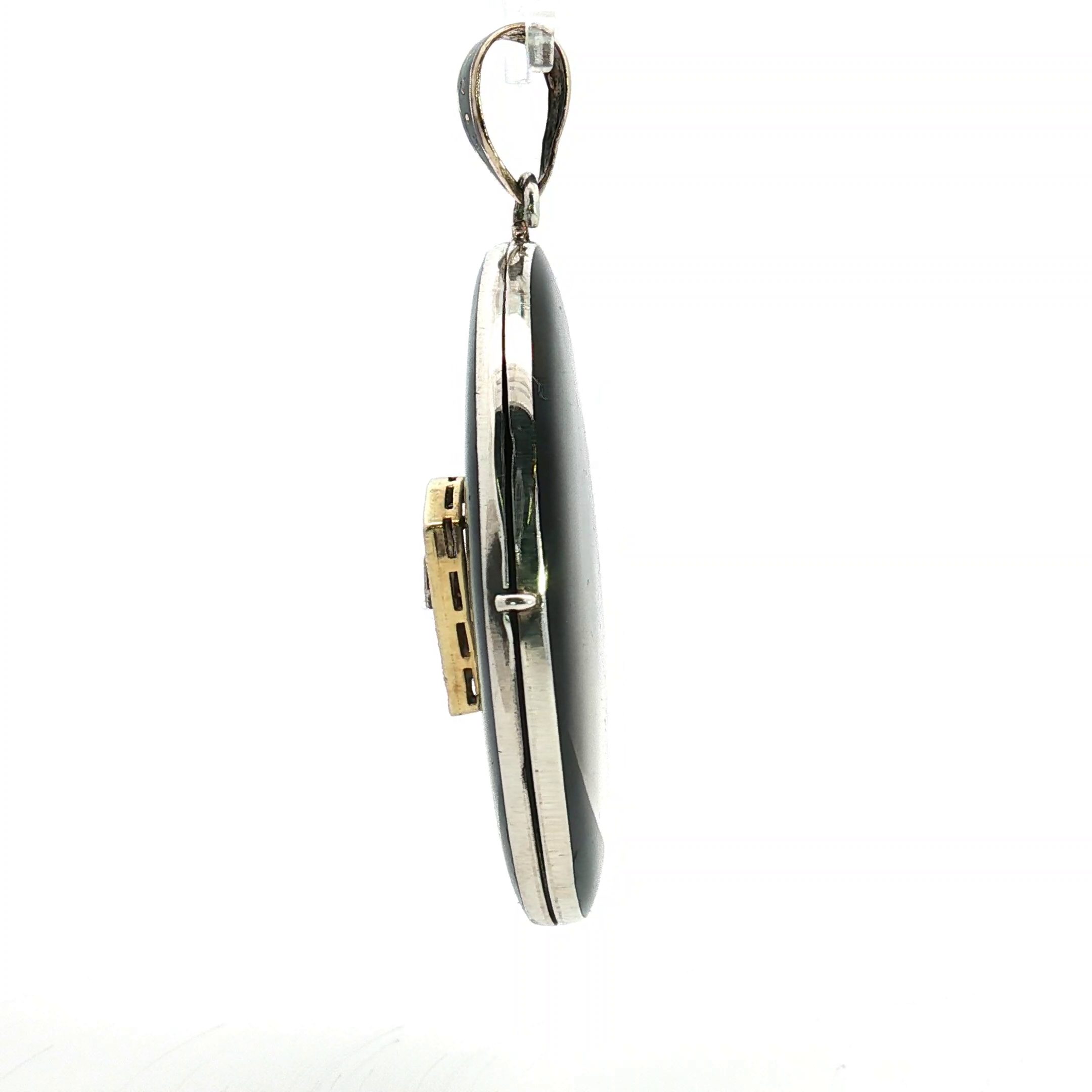 Diamond Set Black Enamel Locket