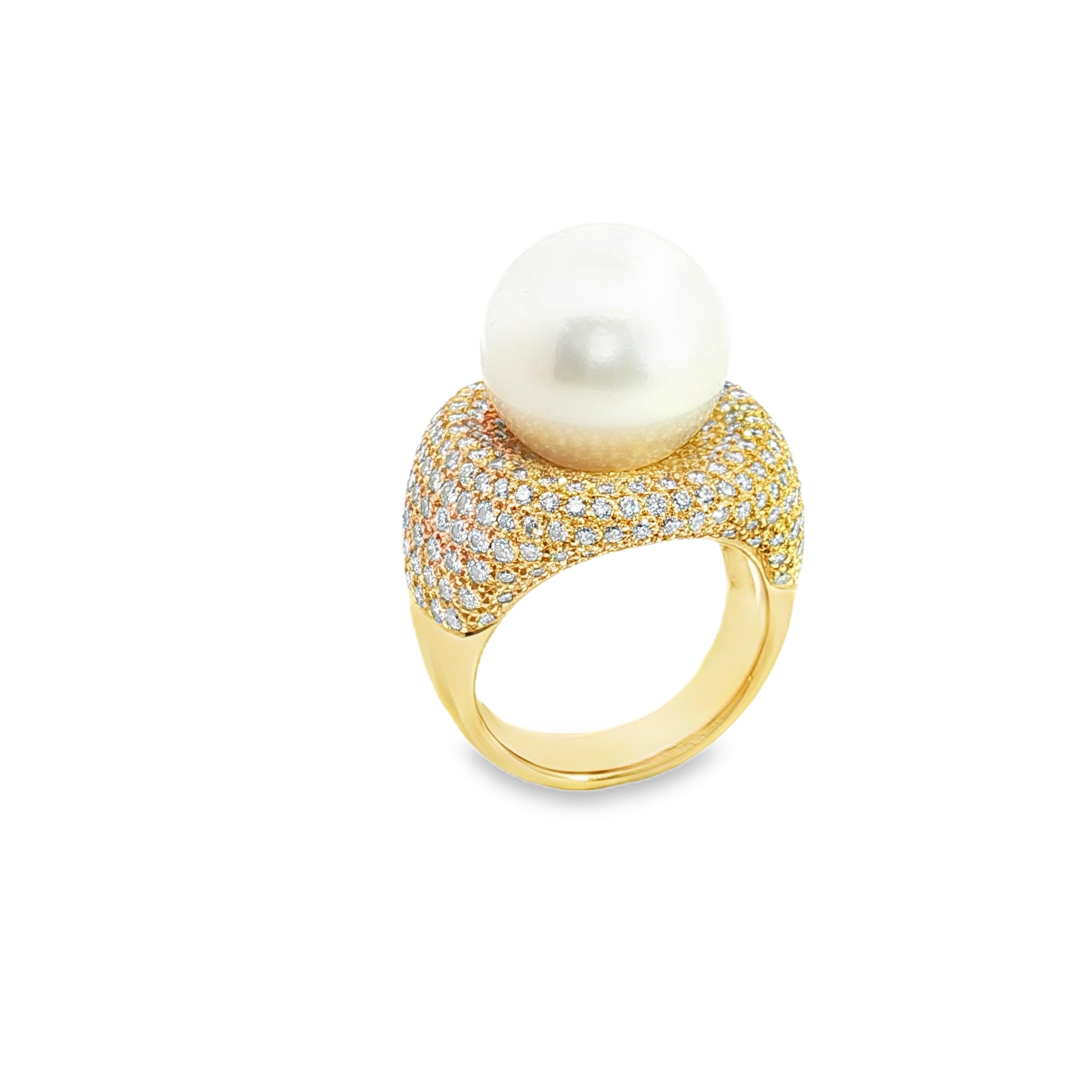 18ct Yellow Gold Cocktail Ring with South Sea Pearl and Diamonds