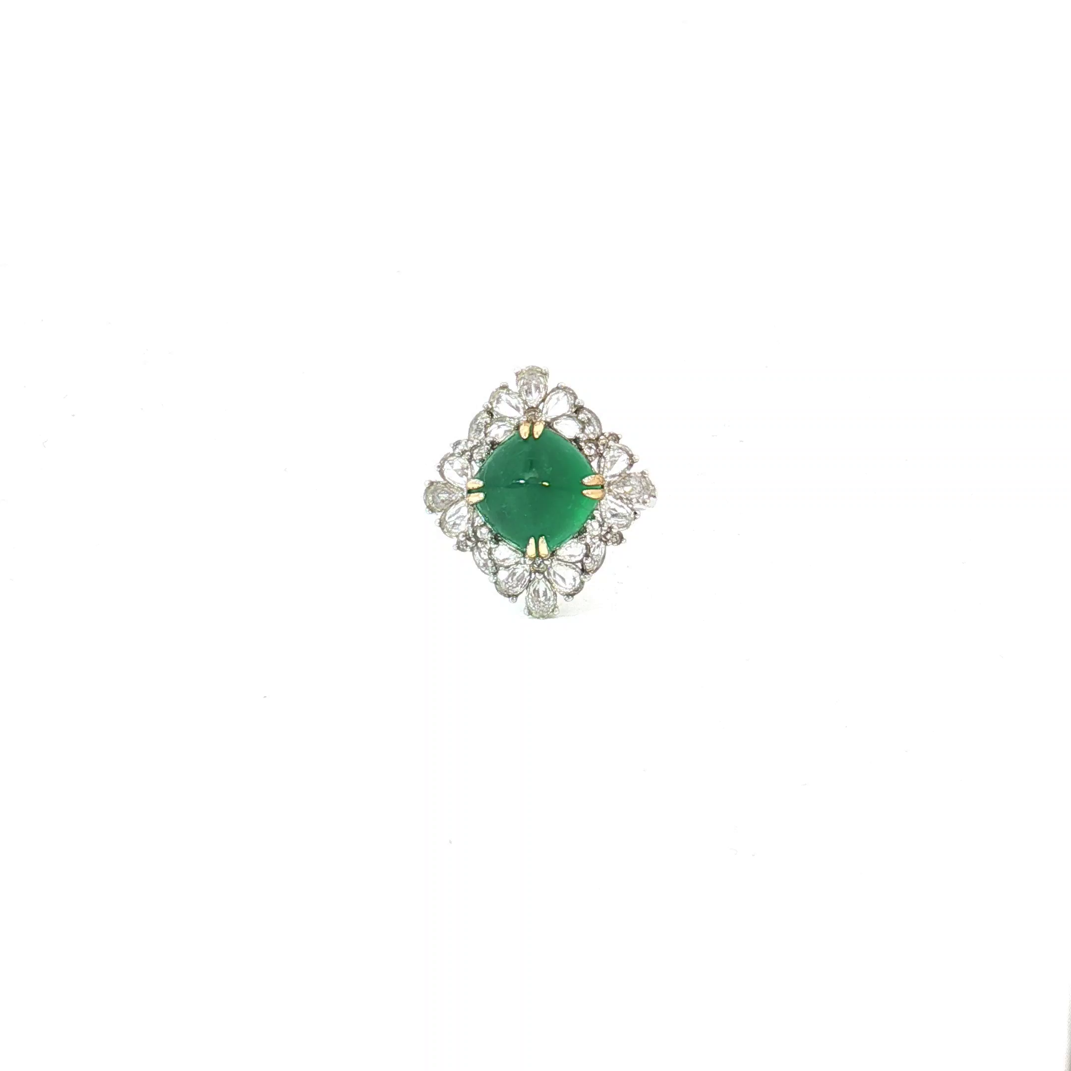 18ct WG/YG Emerald and Diamond Cocktail Ring