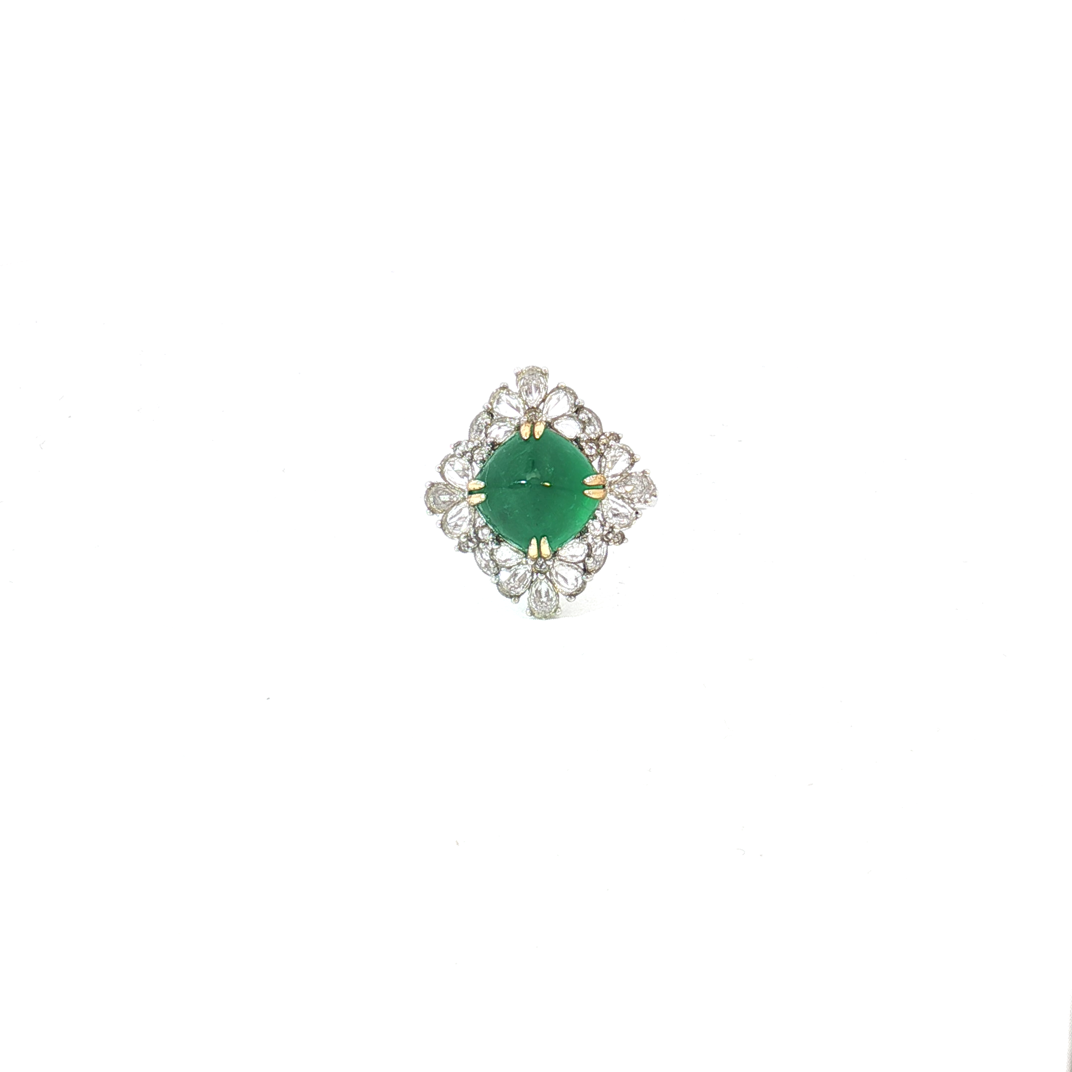 18ct WG/YG Emerald and Diamond Cocktail Ring