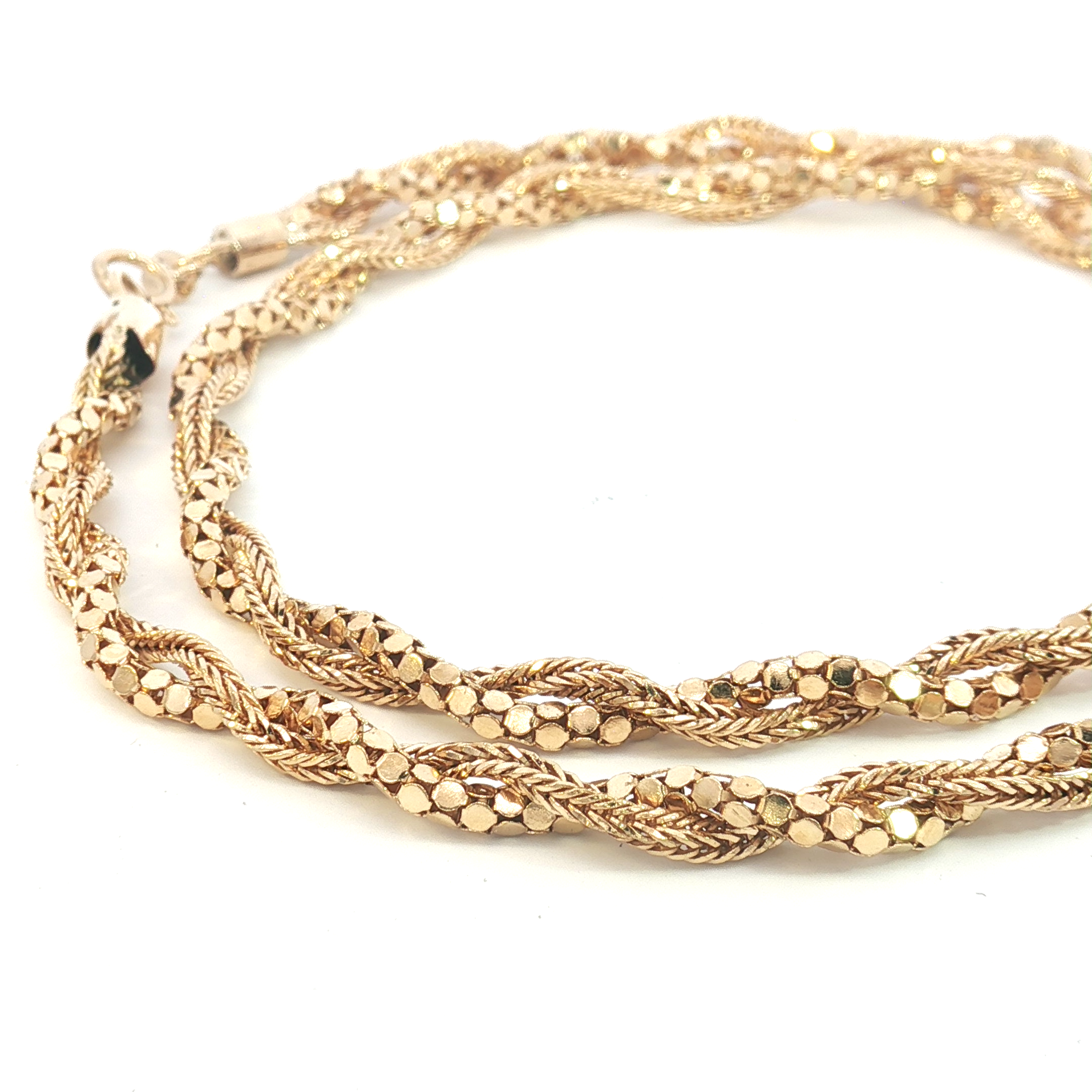 18ct YG Braided Double Strand Necklace