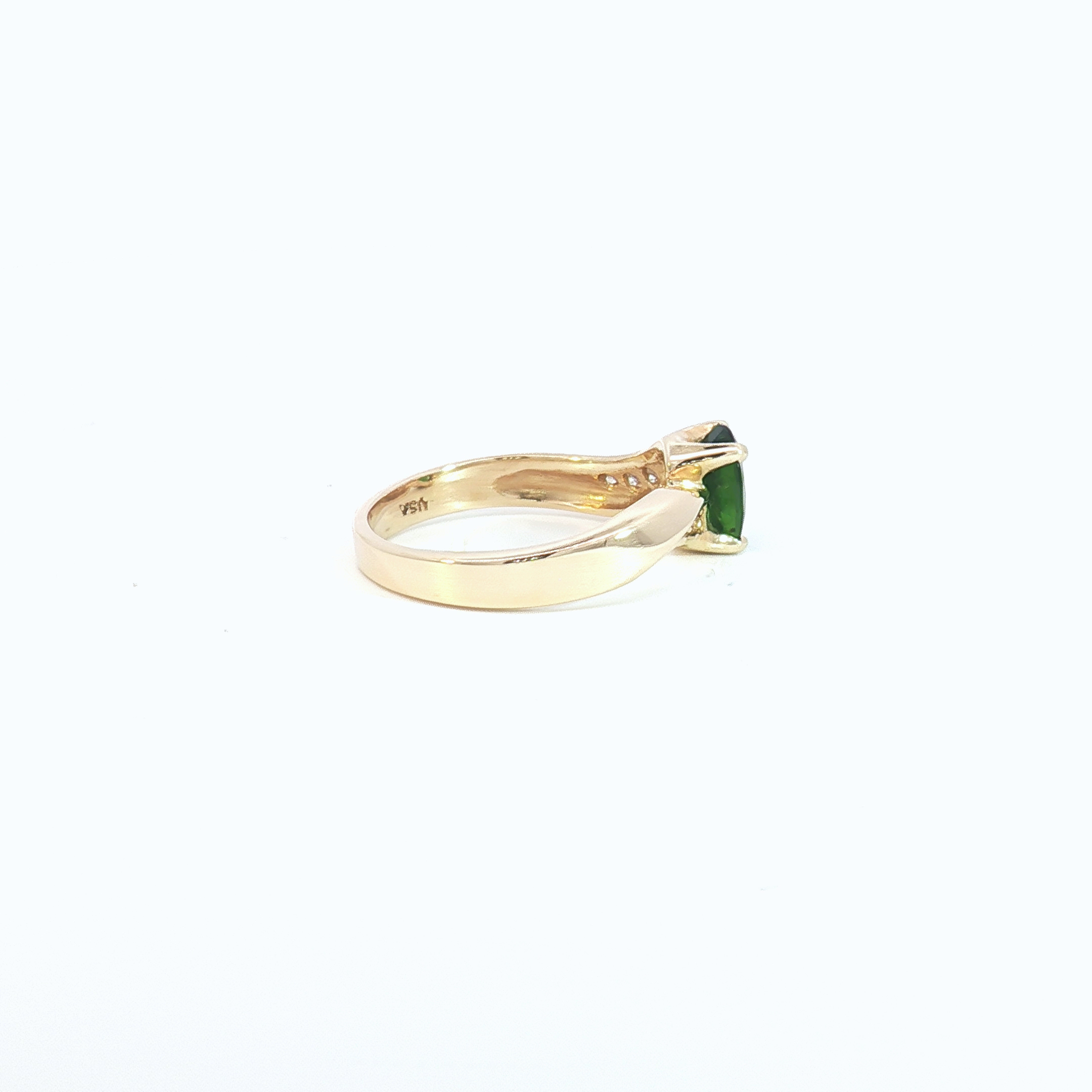 14ct YG Tsavorite and Diamond Dress Ring