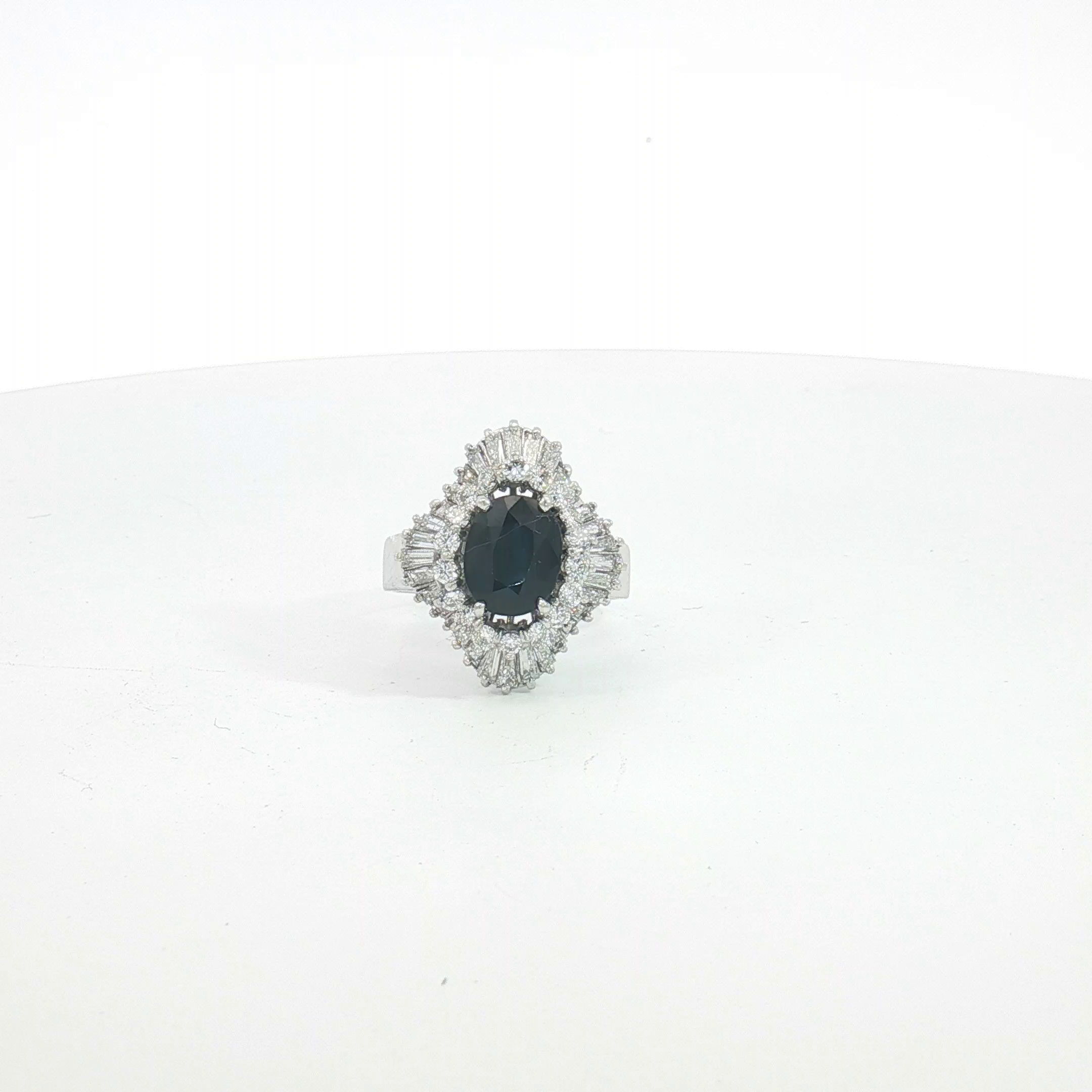 14ct WG Sapphire and Diamond Sunburst Cocktail Ring