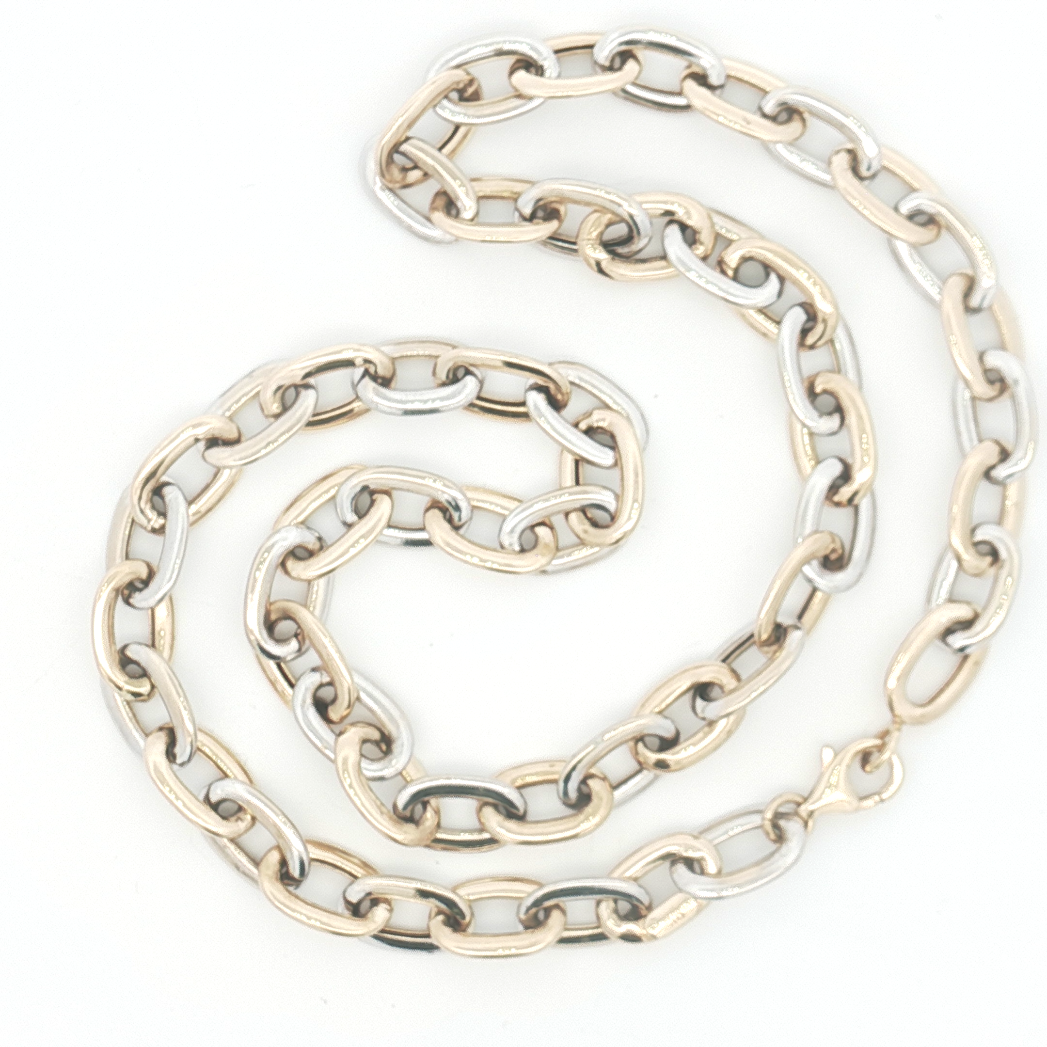 9ct Two-Tone Yellow Gold Alternating Link Chain