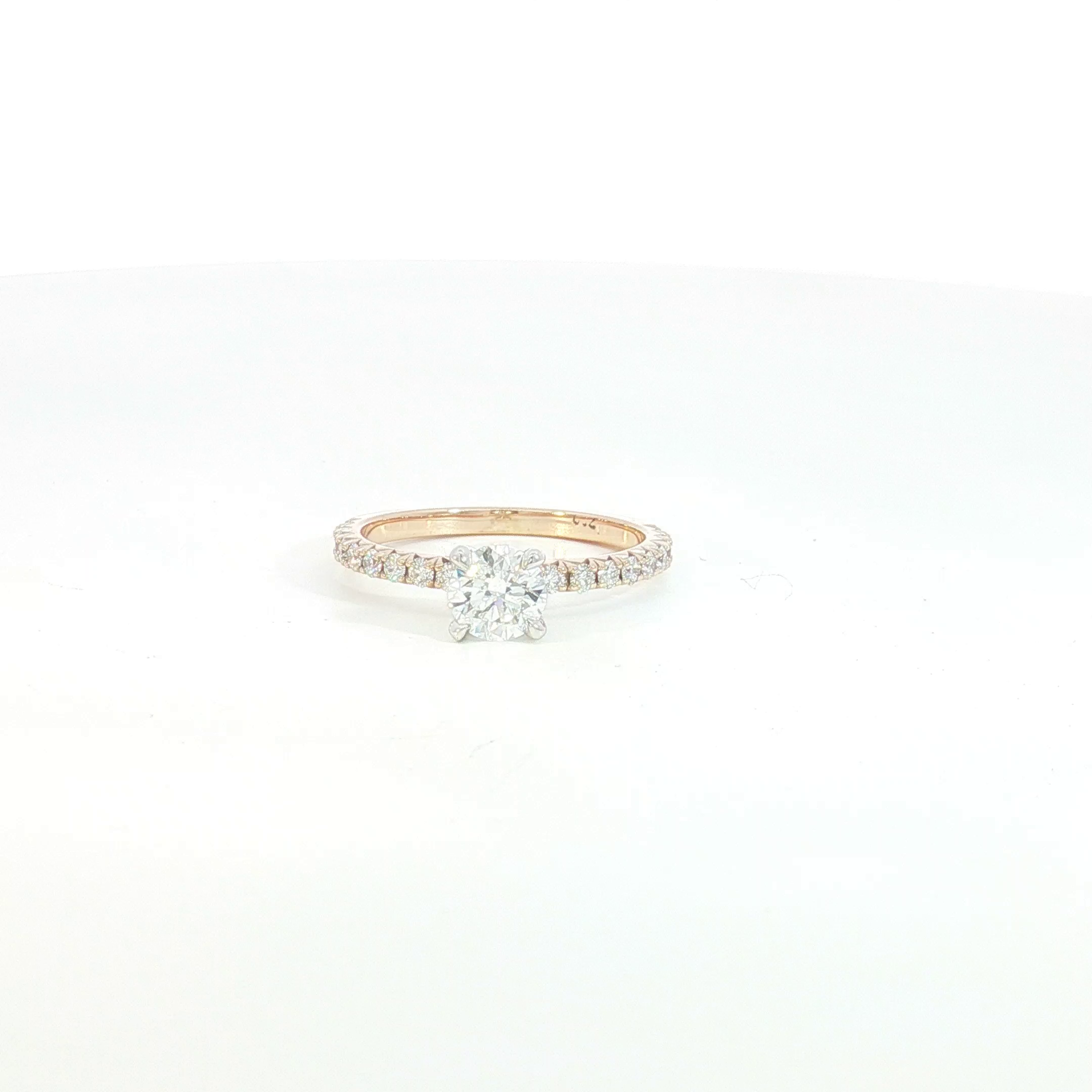 18ct RG/WG Diamond Engagement Ring with Diamond Set Shoulders