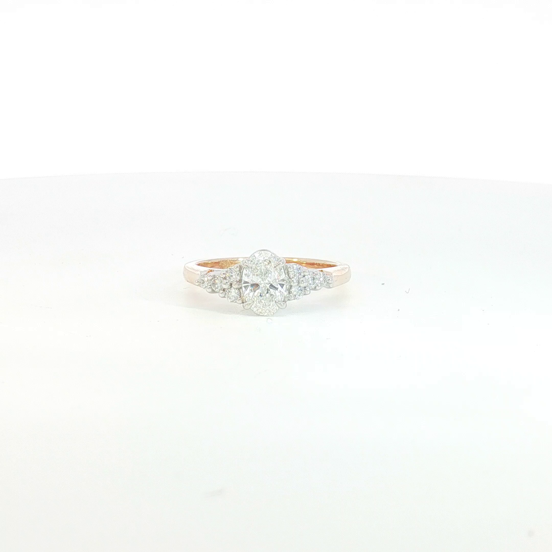 18ct RG/WG Oval Diamond Multi-Stone Engagement Ring