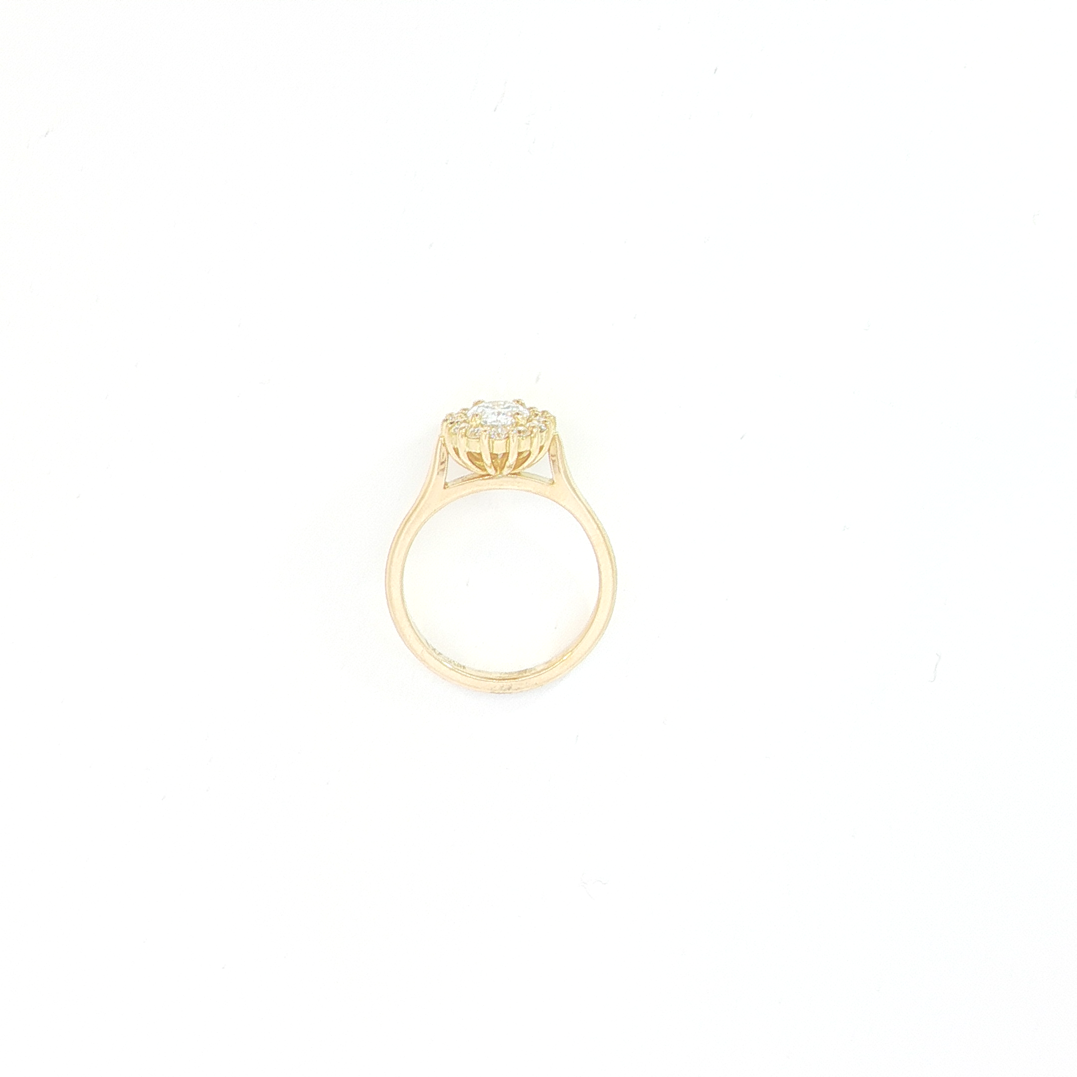 18ct YG Oval Diamond Halo Engagement Ring