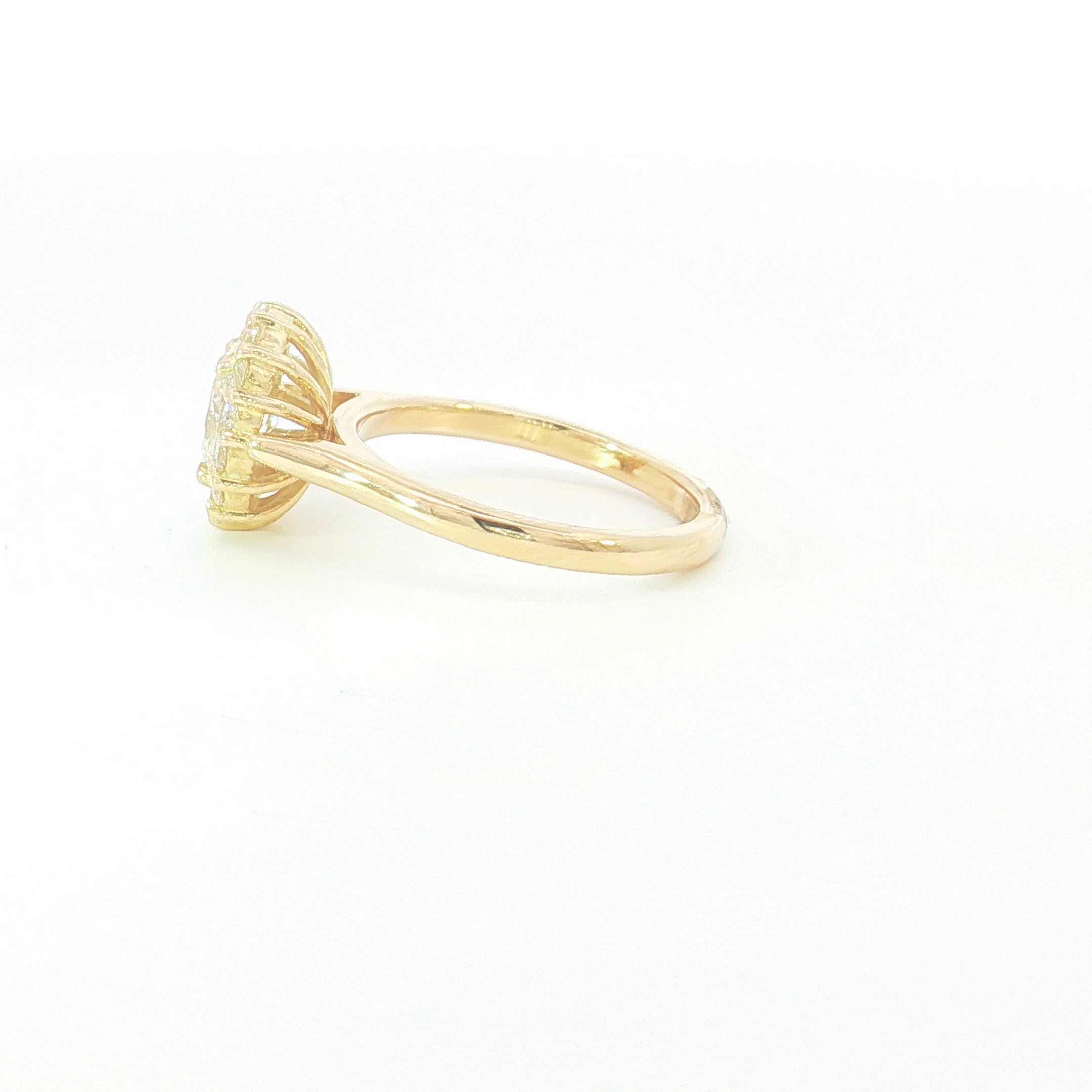 18ct YG Oval Diamond Halo Engagement Ring