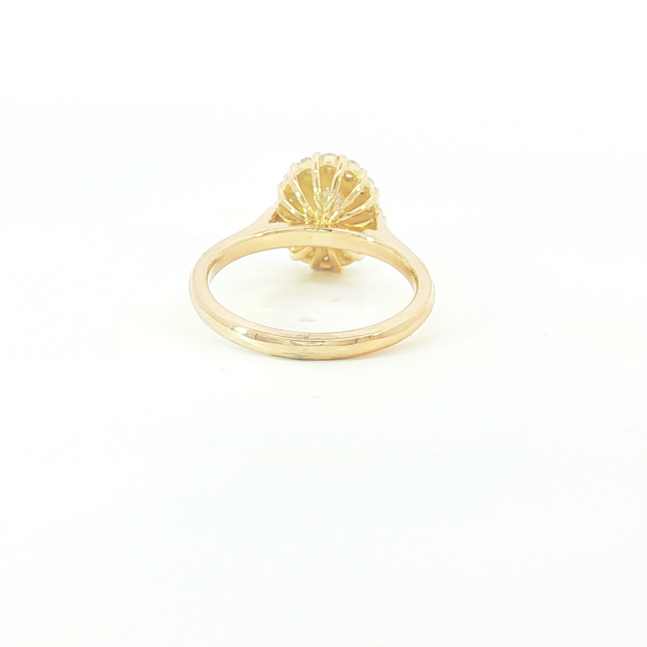 18ct YG Oval Diamond Halo Engagement Ring