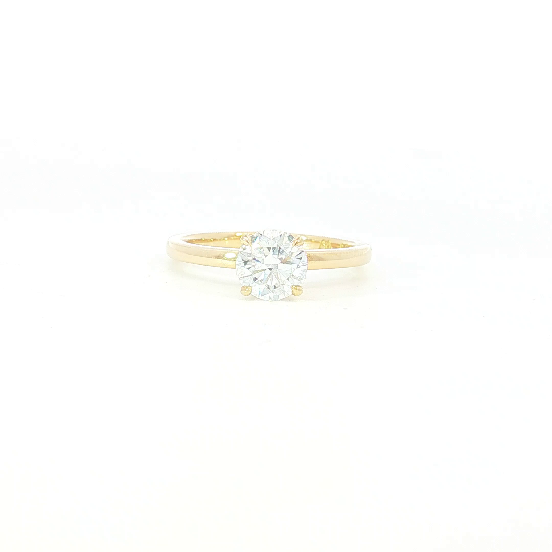 18ct YG Round Diamond Solitaire Ring