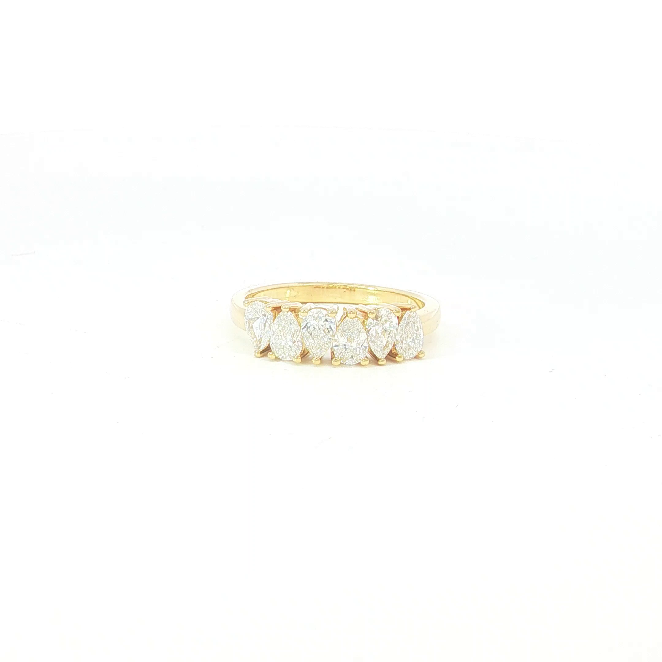 18ct YG 6 Pear-Cut Diamond Multi-Stone Ring