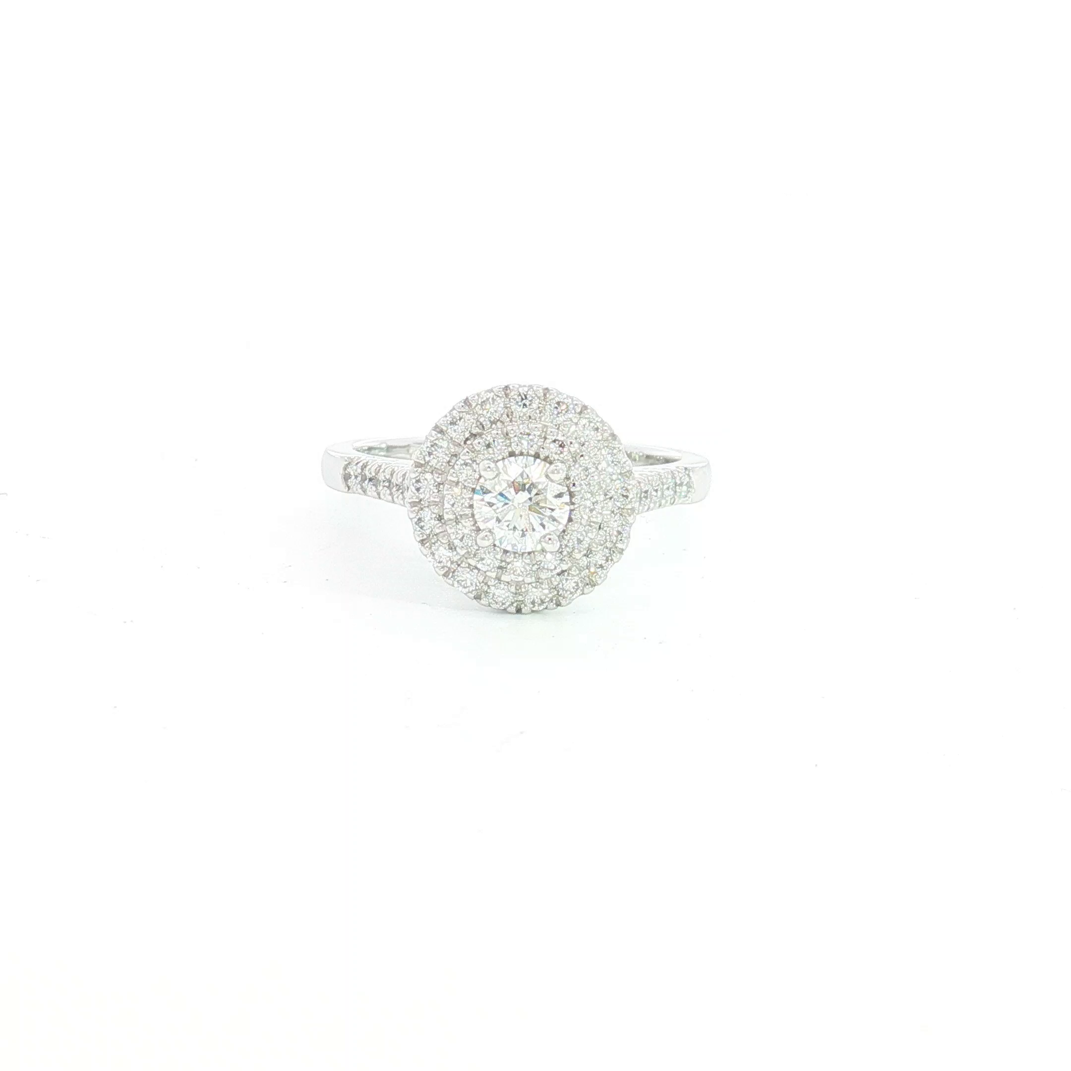 18ct WG Round Double Halo Diamond Engagement Ring
