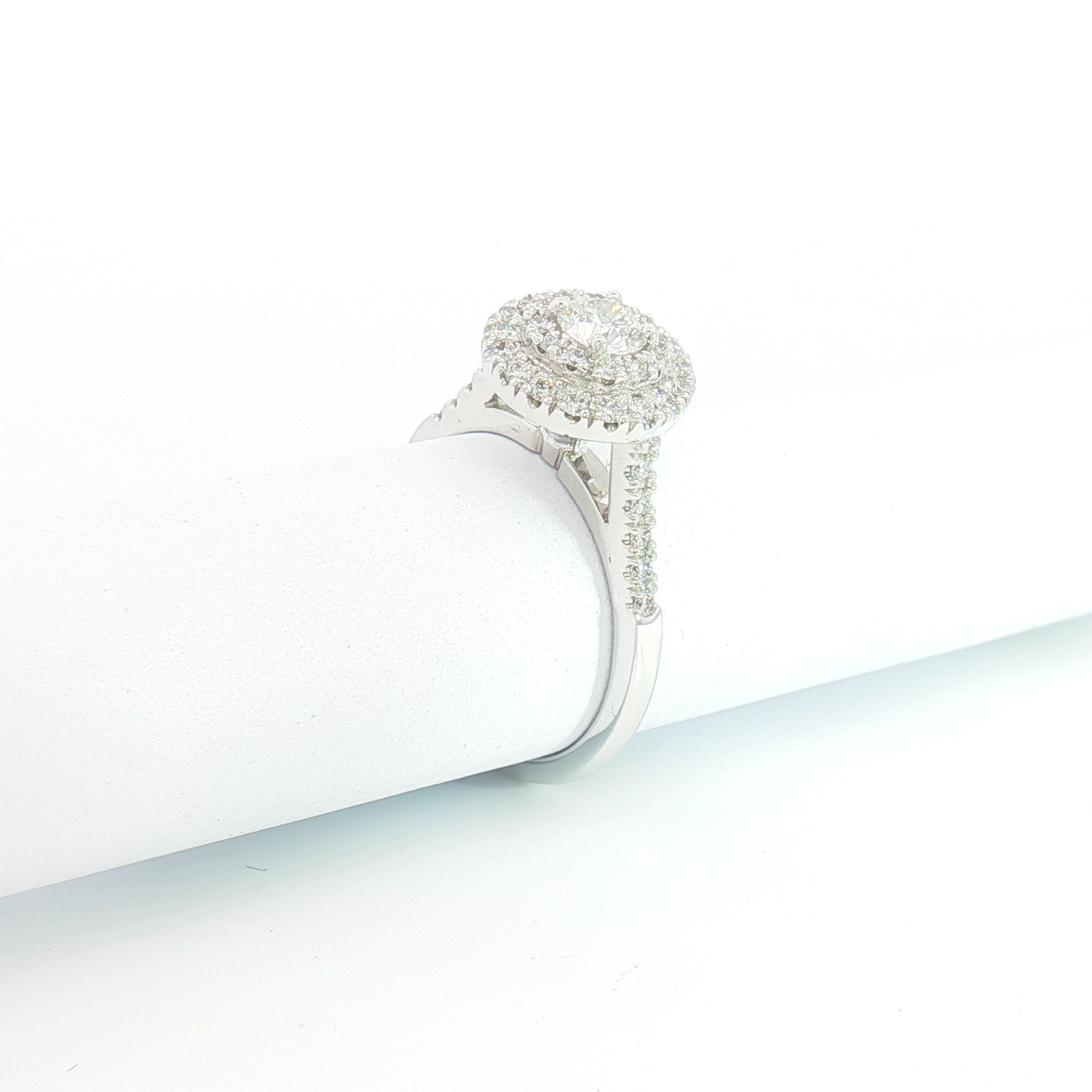 18ct WG Round Double Halo Diamond Engagement Ring