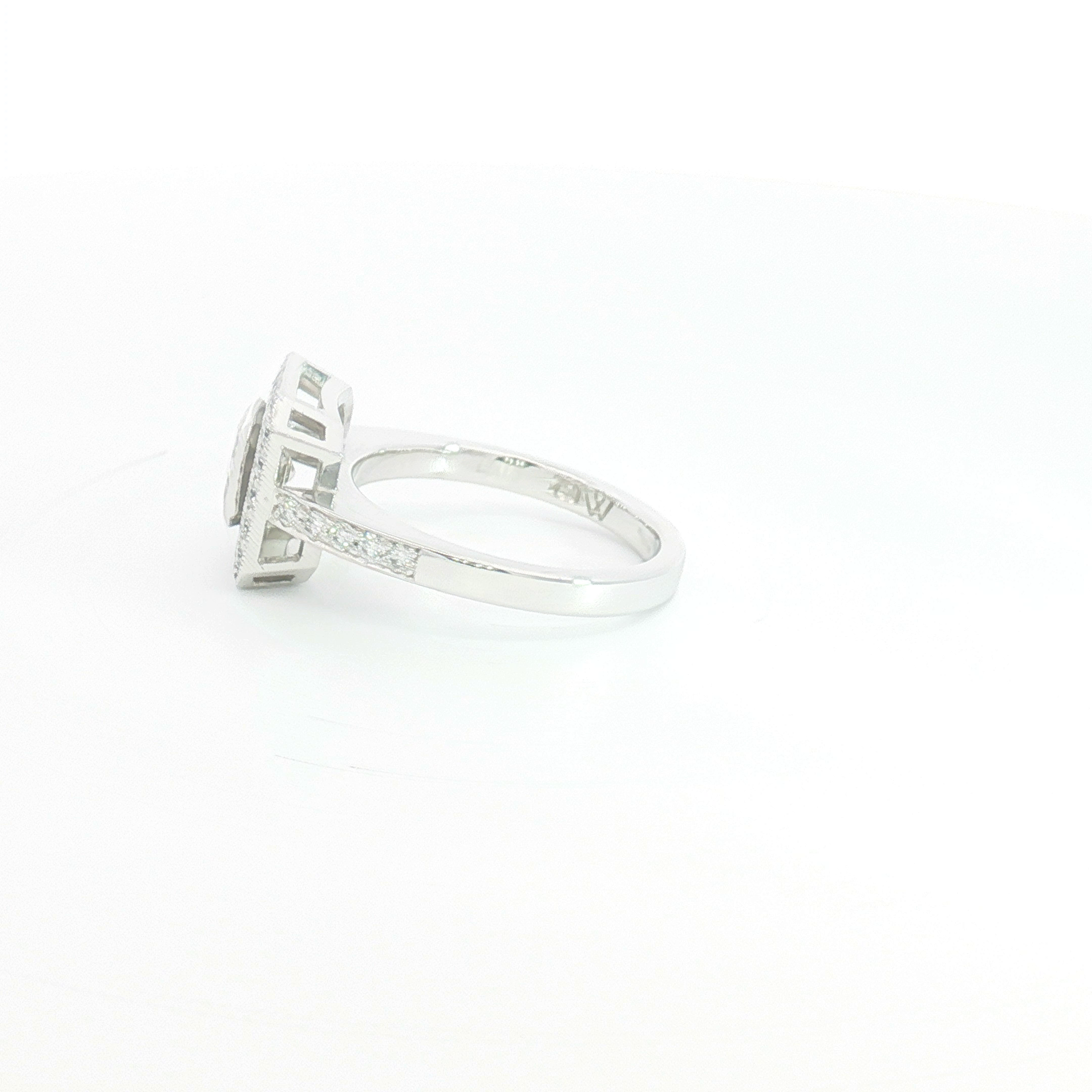 18ct WG Asscher Cut Diamond Halo Engagement Ring