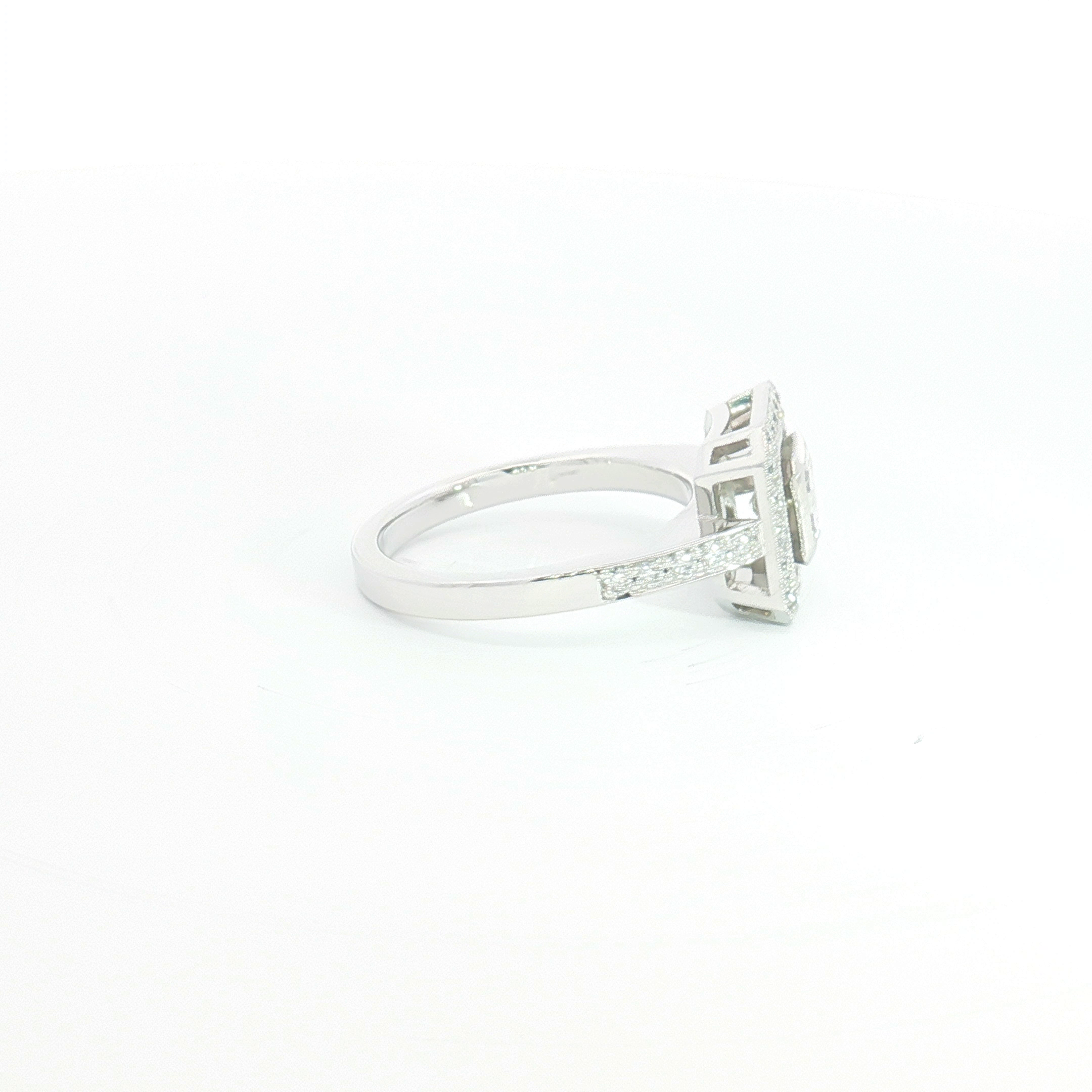 18ct WG Asscher Cut Diamond Halo Engagement Ring