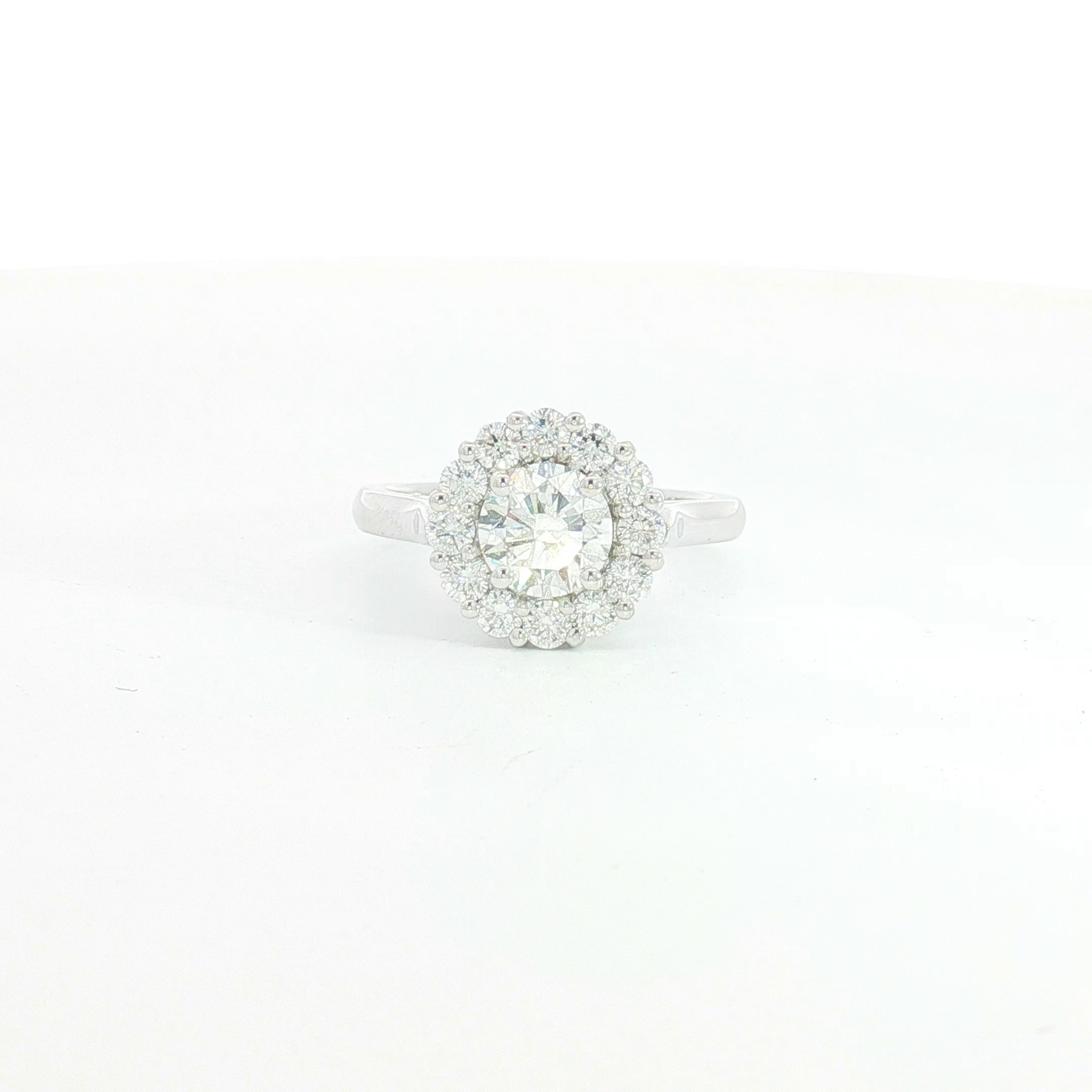 18ct WG Round Diamond Halo Engagement Ring