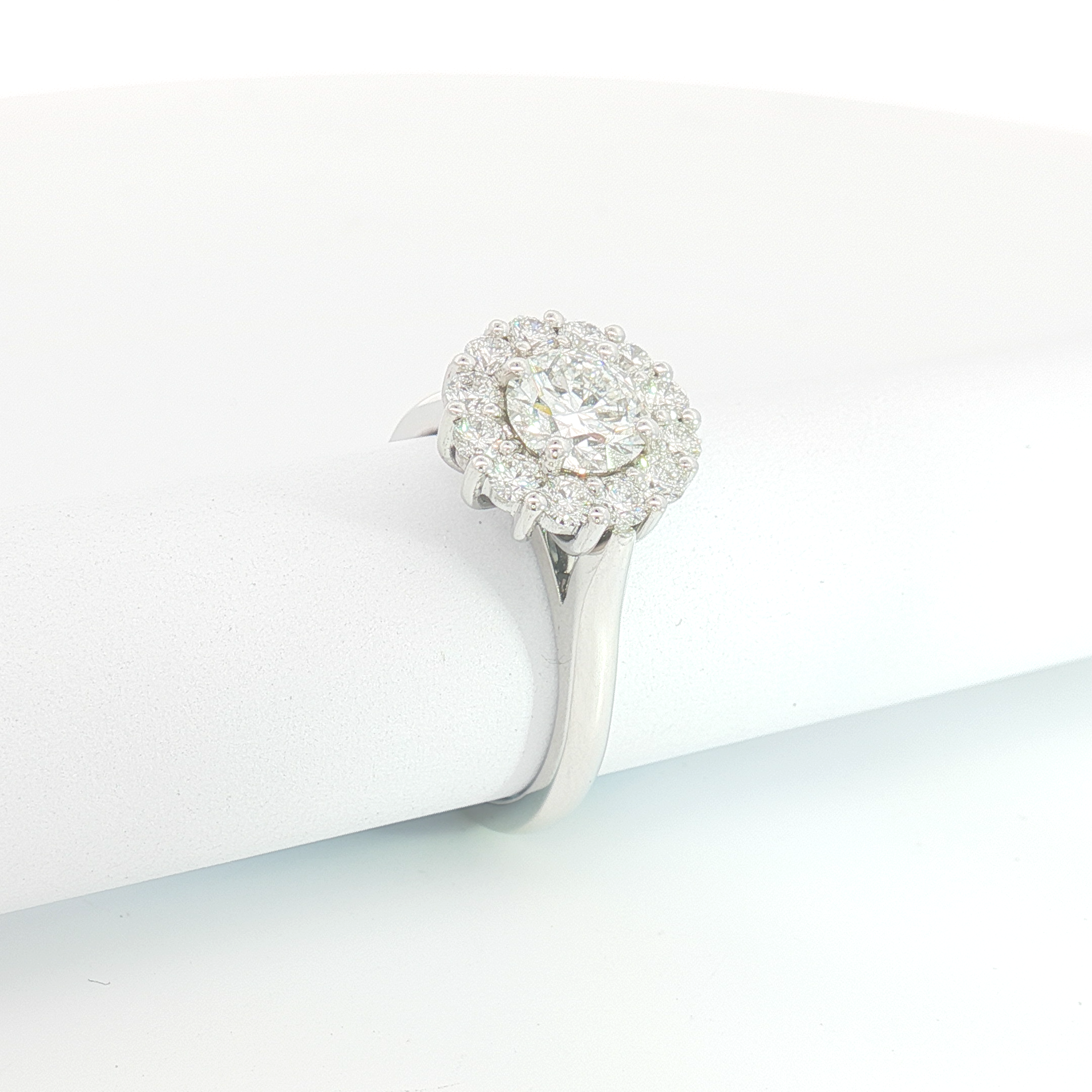 18ct WG Round Diamond Halo Engagement Ring