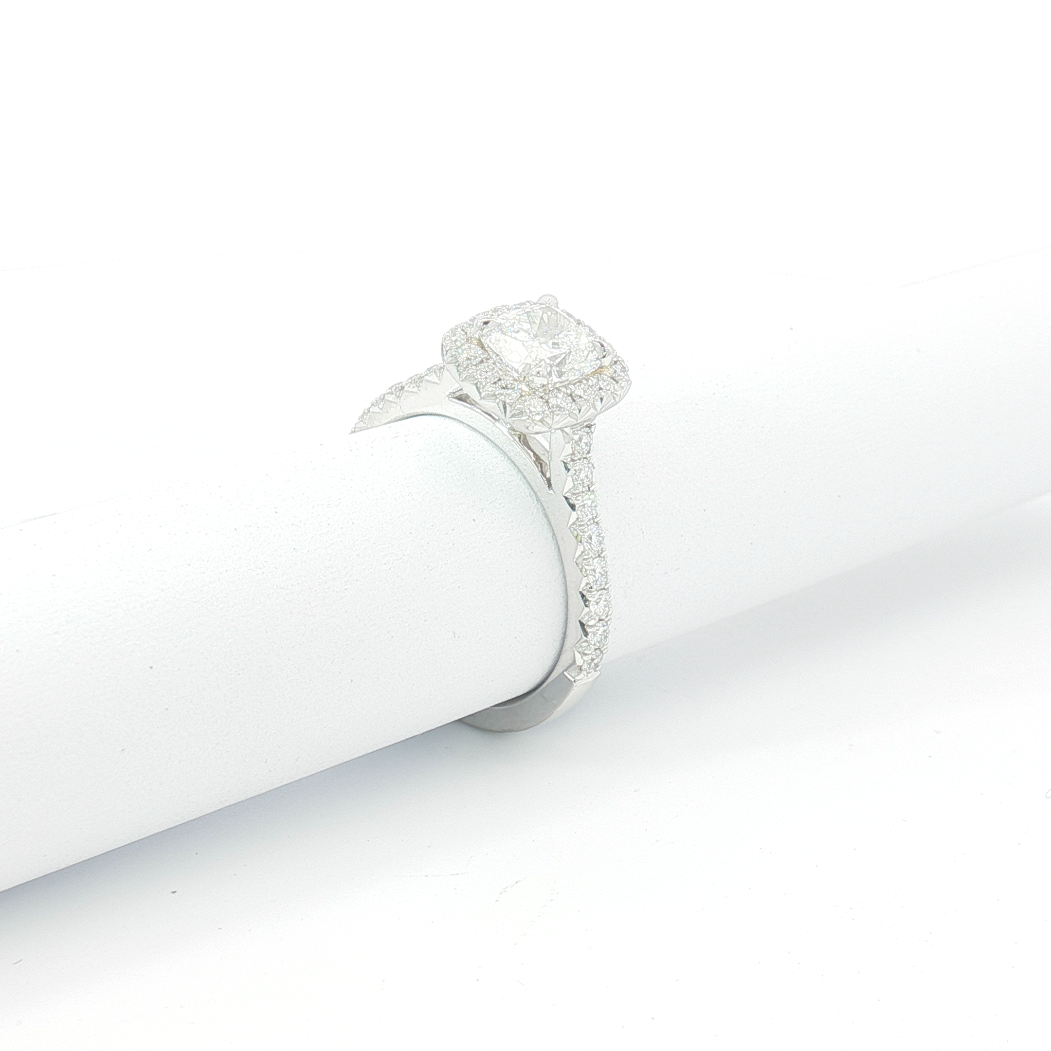 Platinum Cushion Cut Diamond Halo Engagement Ring
