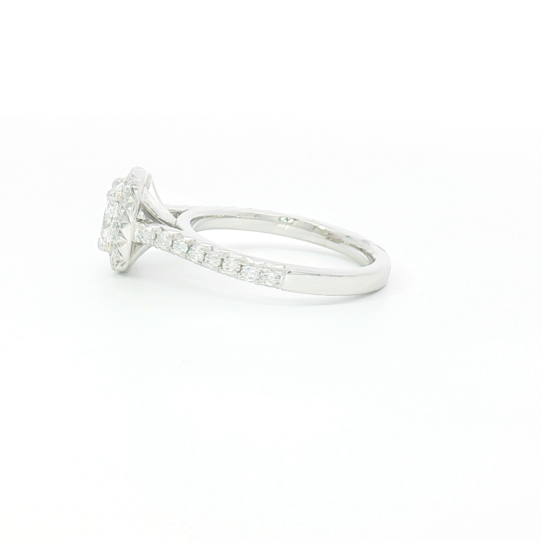 Platinum Cushion Cut Diamond Halo Engagement Ring