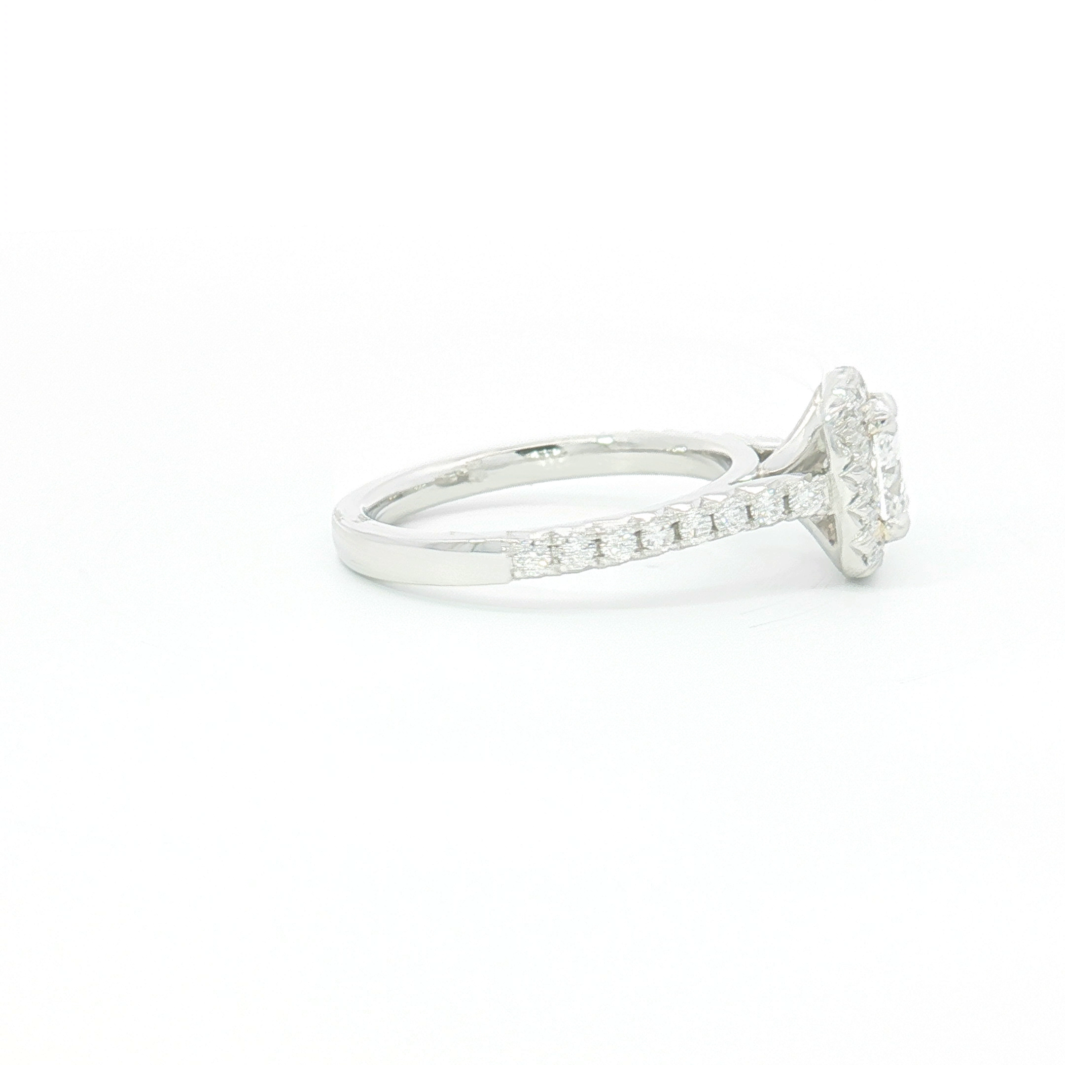 Platinum Cushion Cut Diamond Halo Engagement Ring