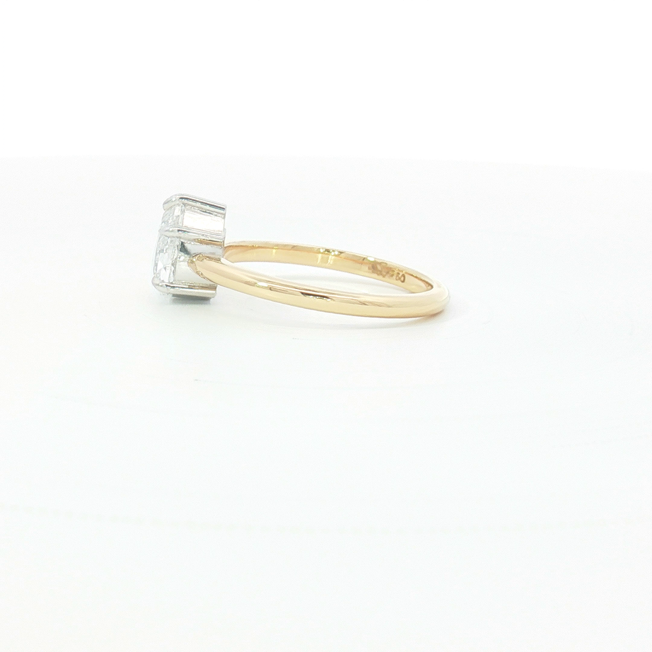 18ct YG Pear Rose Cut Diamond Solitaire Ring