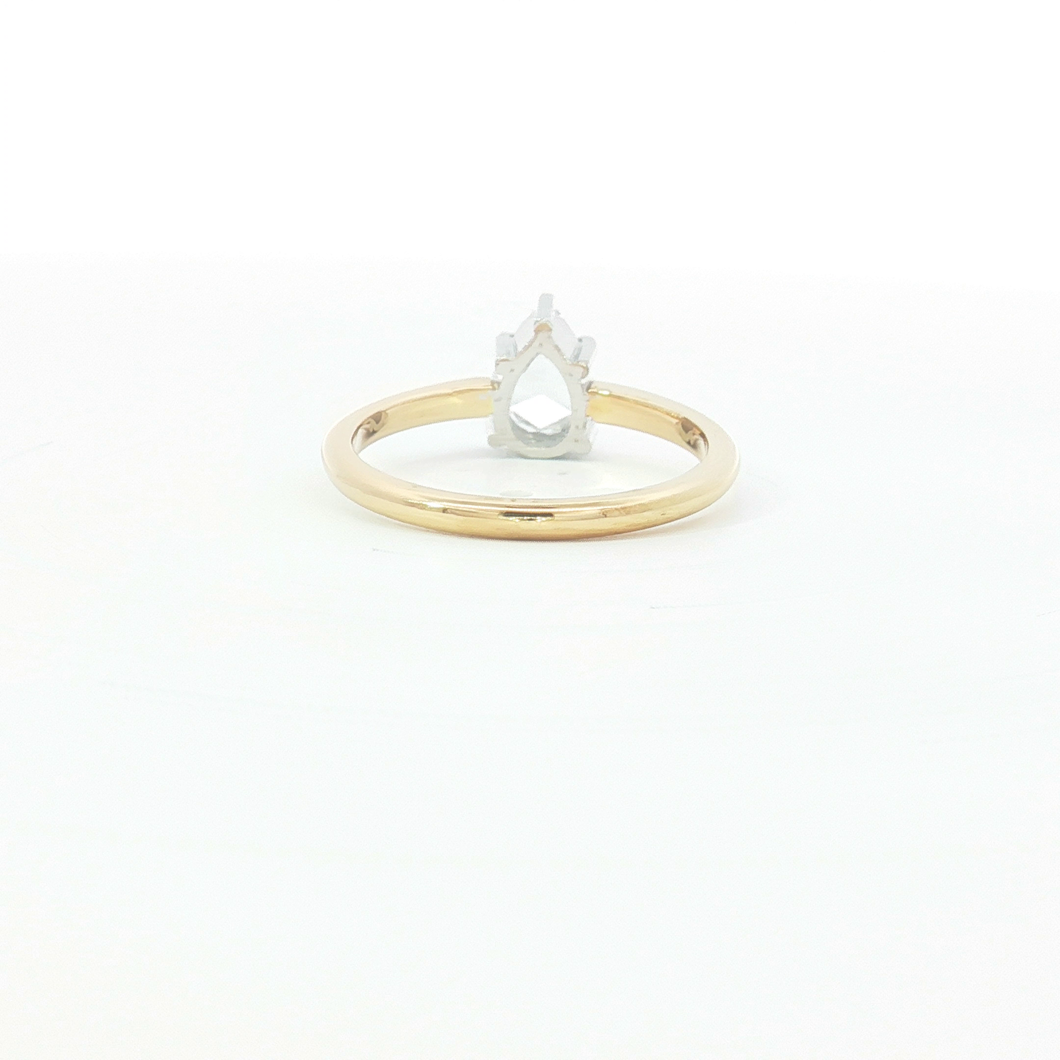 18ct YG Pear Rose Cut Diamond Solitaire Ring