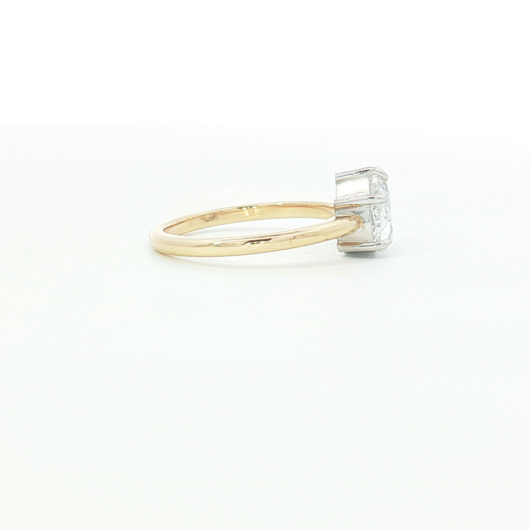 18ct YG Pear Rose Cut Diamond Solitaire Ring
