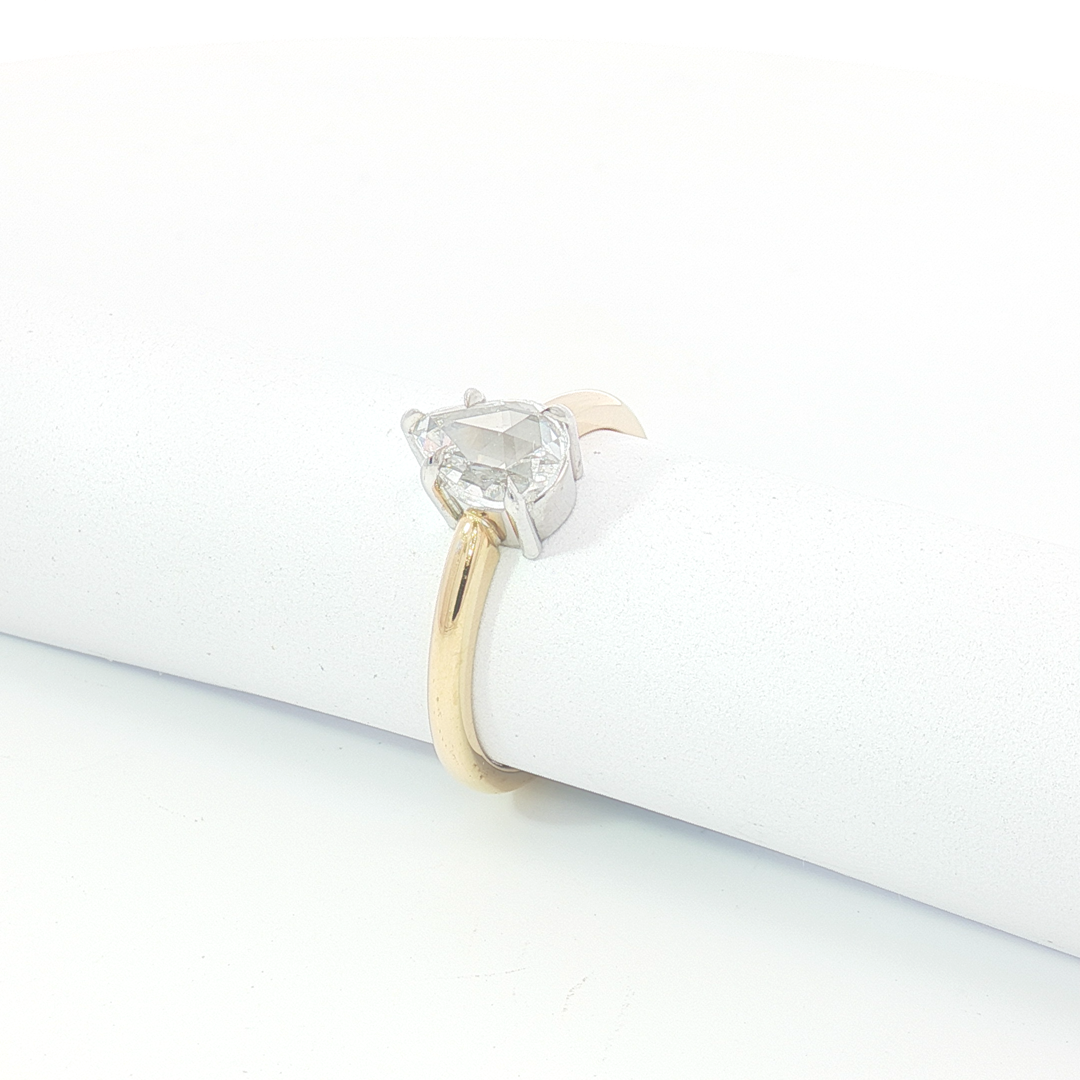 18ct YG Pear Rose Cut Diamond Solitaire Ring