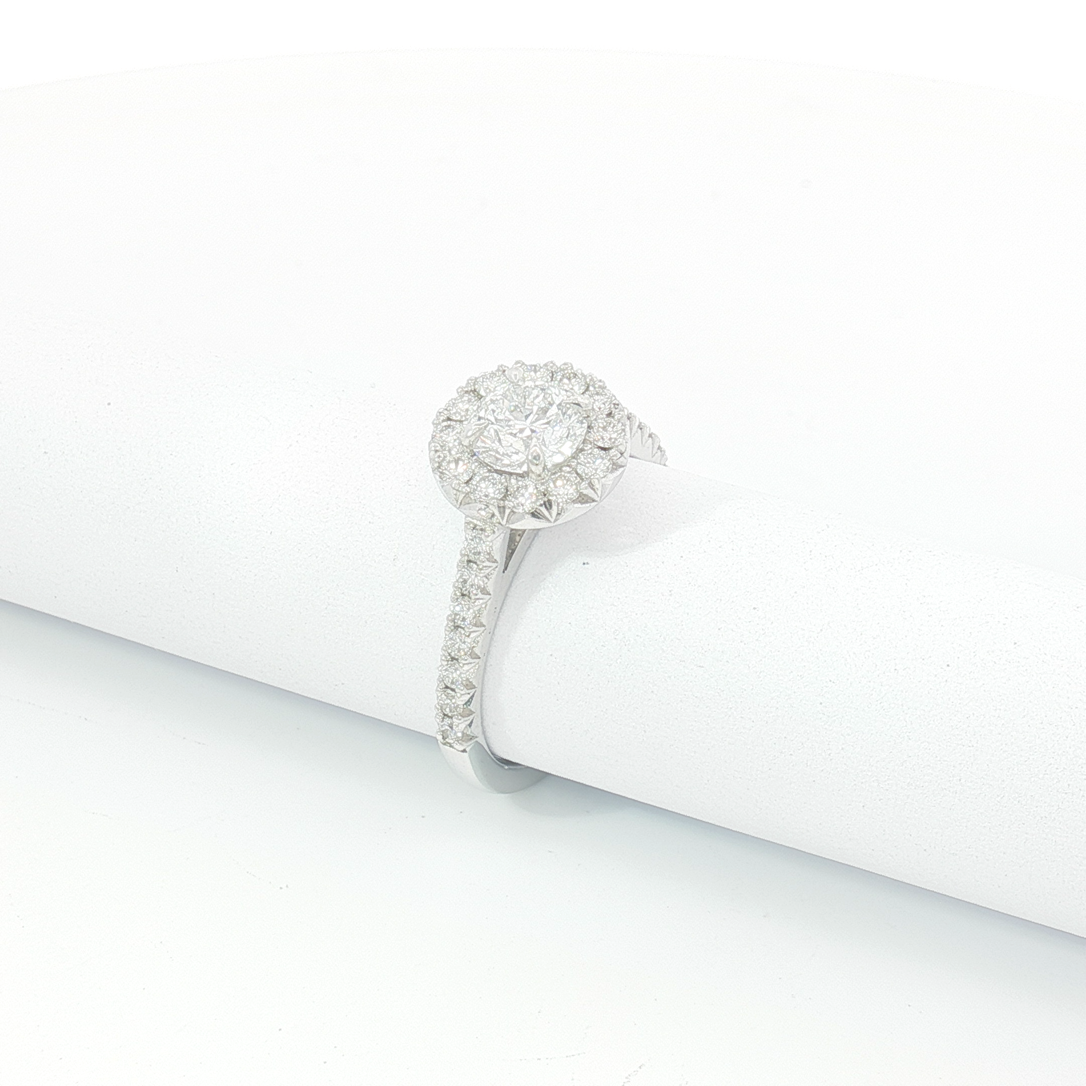 18ct WG Round Diamond Halo Engagement Ring