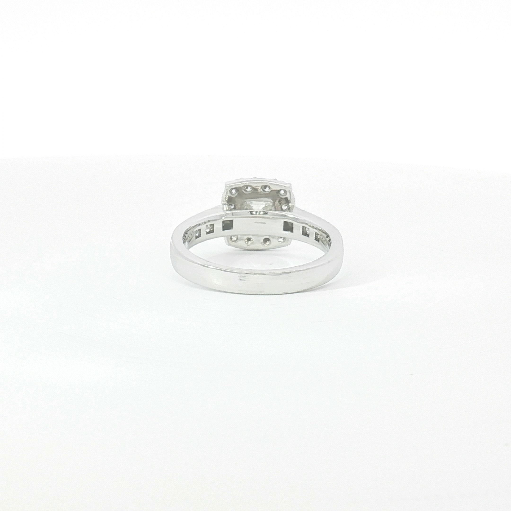 18ct WG Princess Cut Diamond Halo Engagement Ring