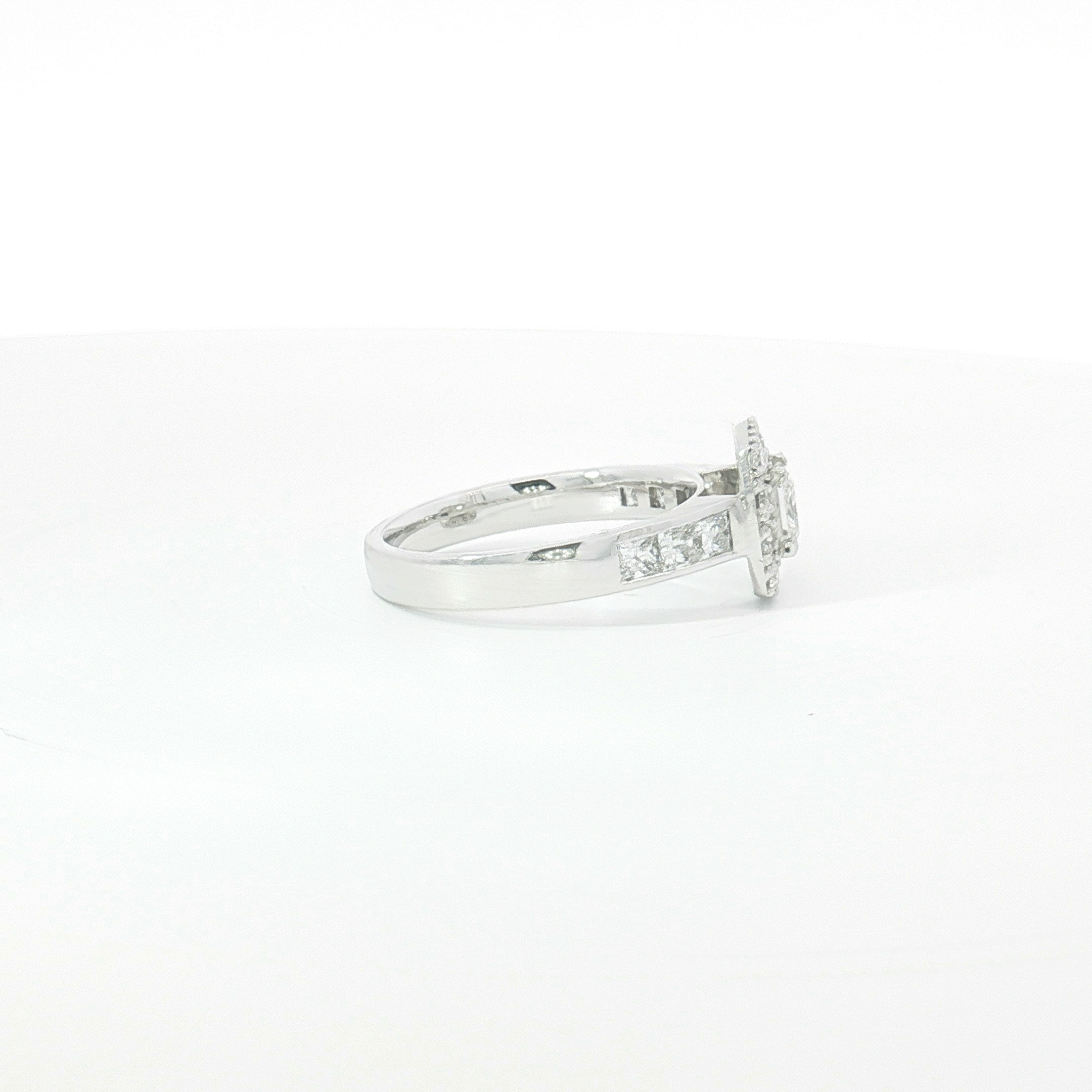 18ct WG Princess Cut Diamond Halo Engagement Ring
