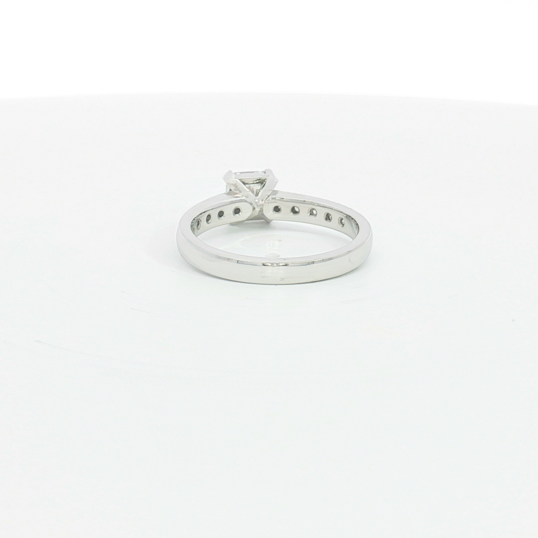 18ct WG Ideal Cut Diamond Engagement Ring with Diamond Set Shoulders