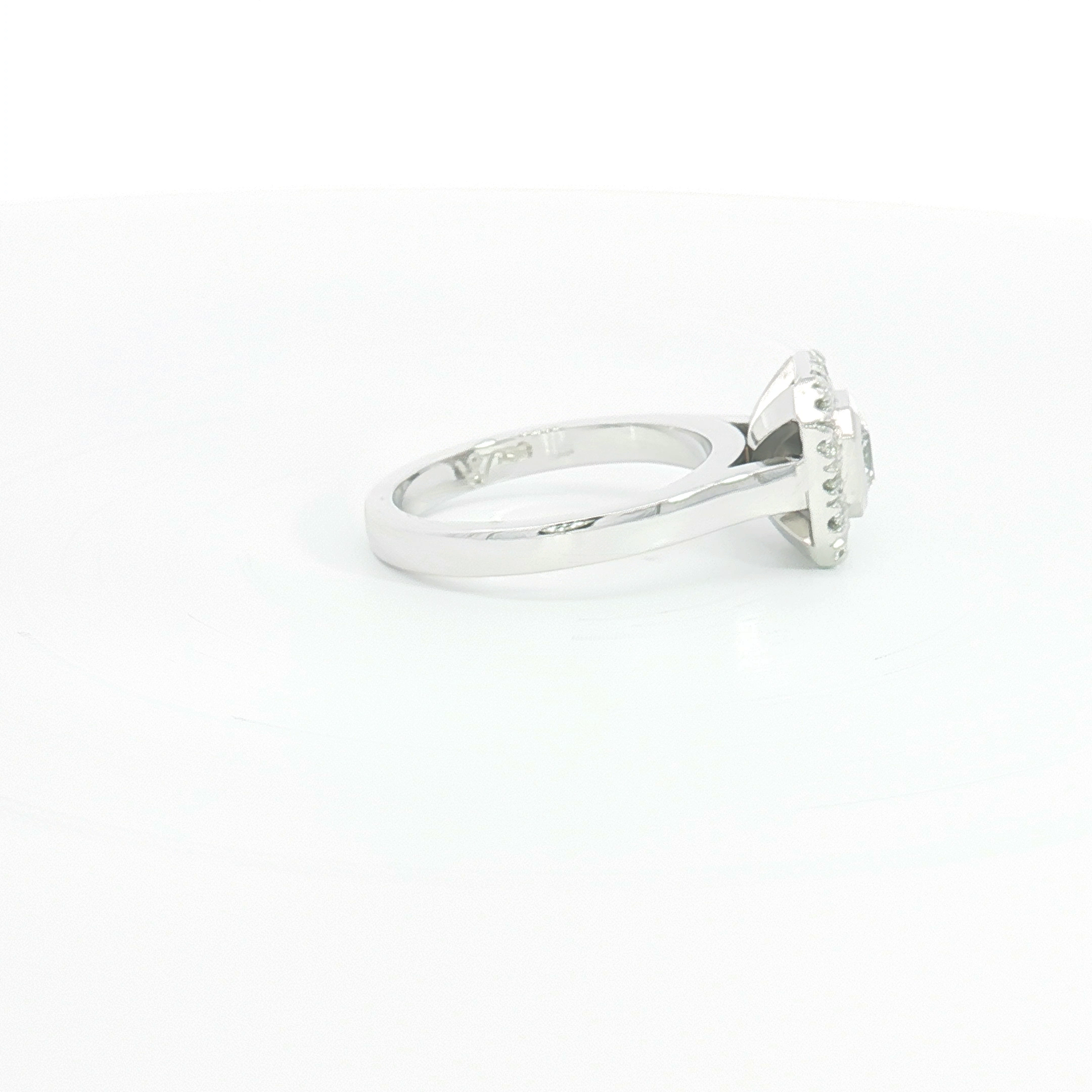 18ct WG Ideal Square Cut Diamond Halo Engagement Ring