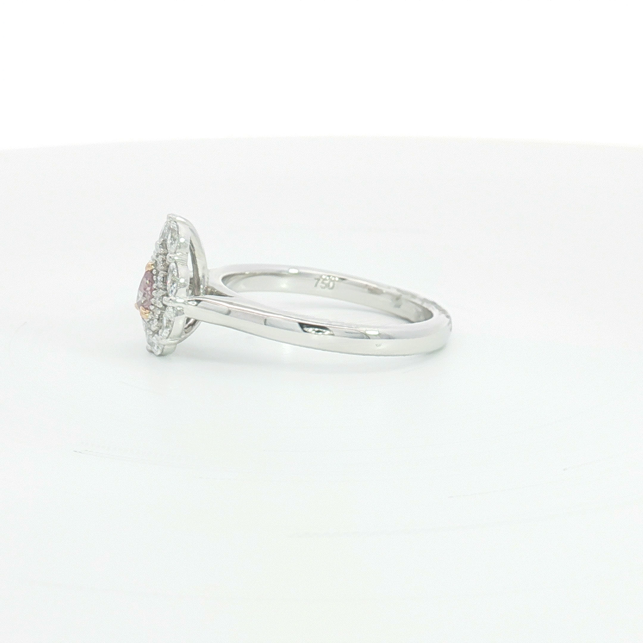 18ct WG Fancy Pink Diamond Double Halo Ring