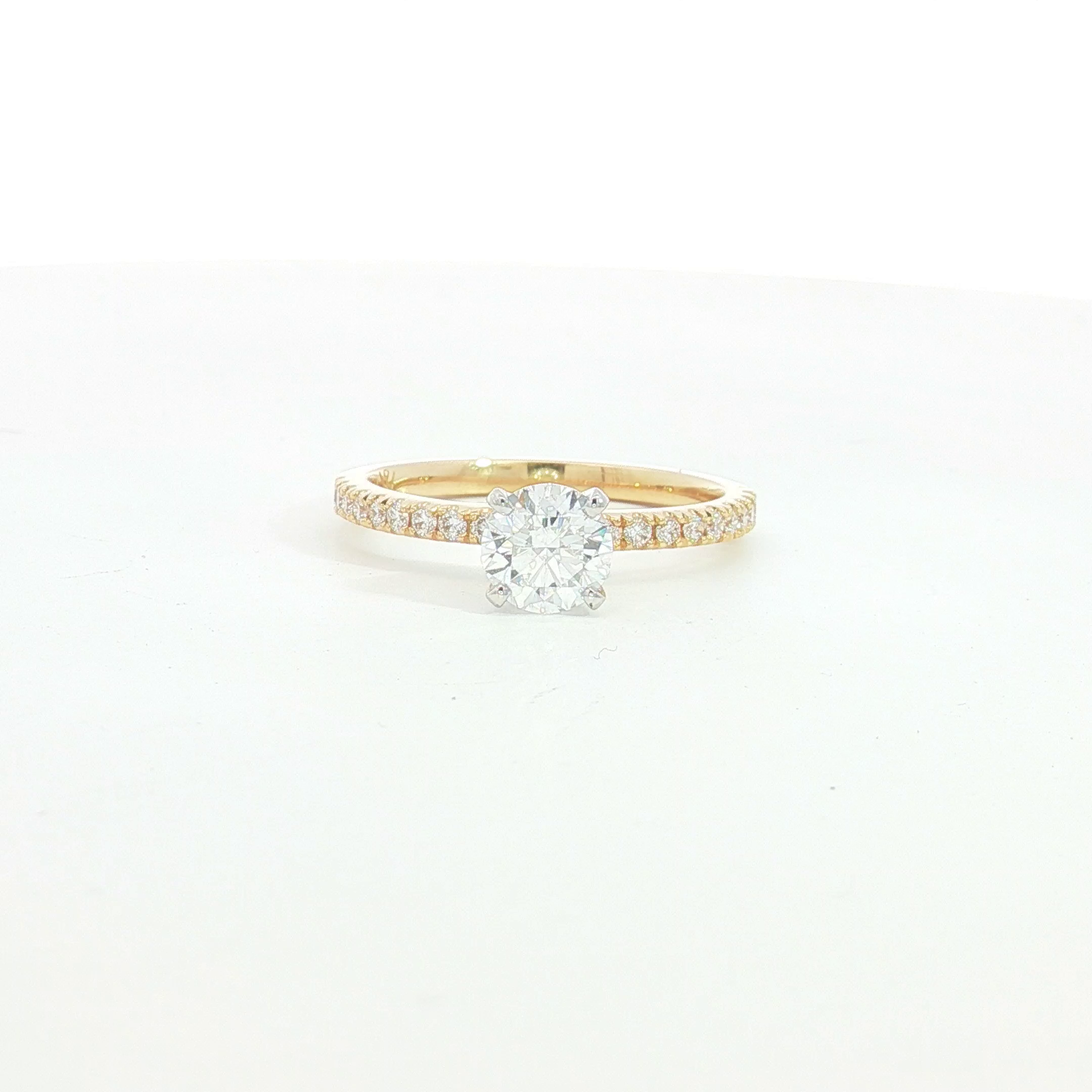 18ct YG Diamond Solitaire Ring with Diamond Set Shoulders