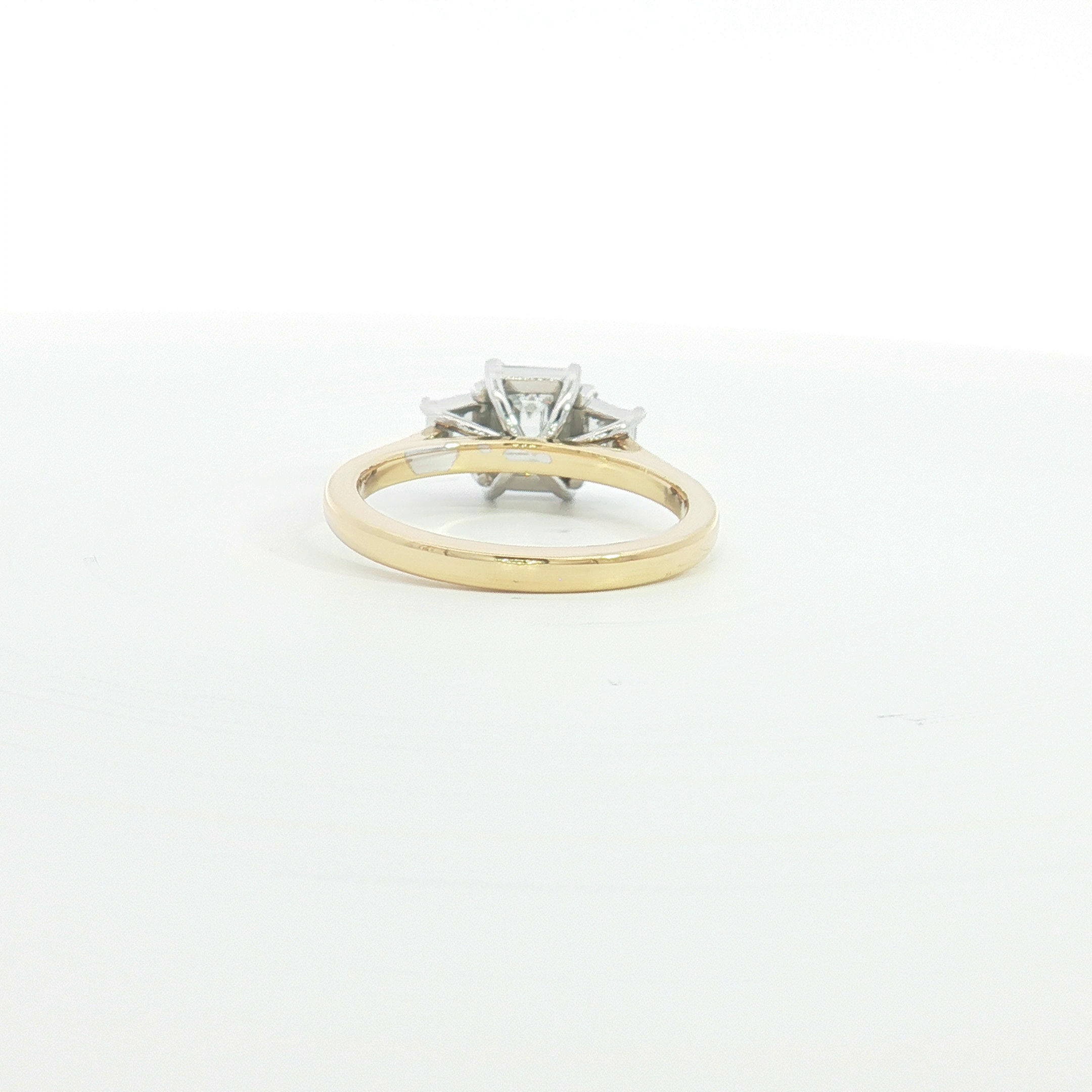18ct 2Tone Emerald-Cut Diamond Trilogy Ring