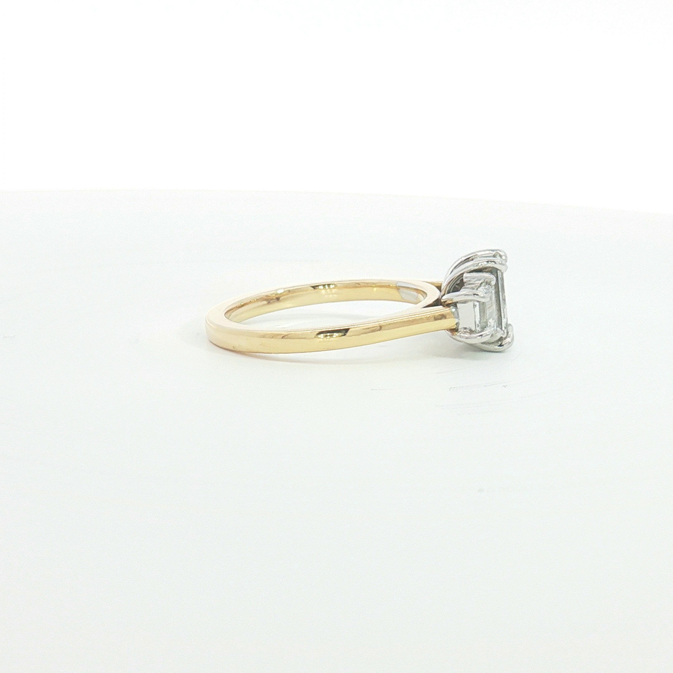 18ct 2Tone Emerald-Cut Diamond Trilogy Ring